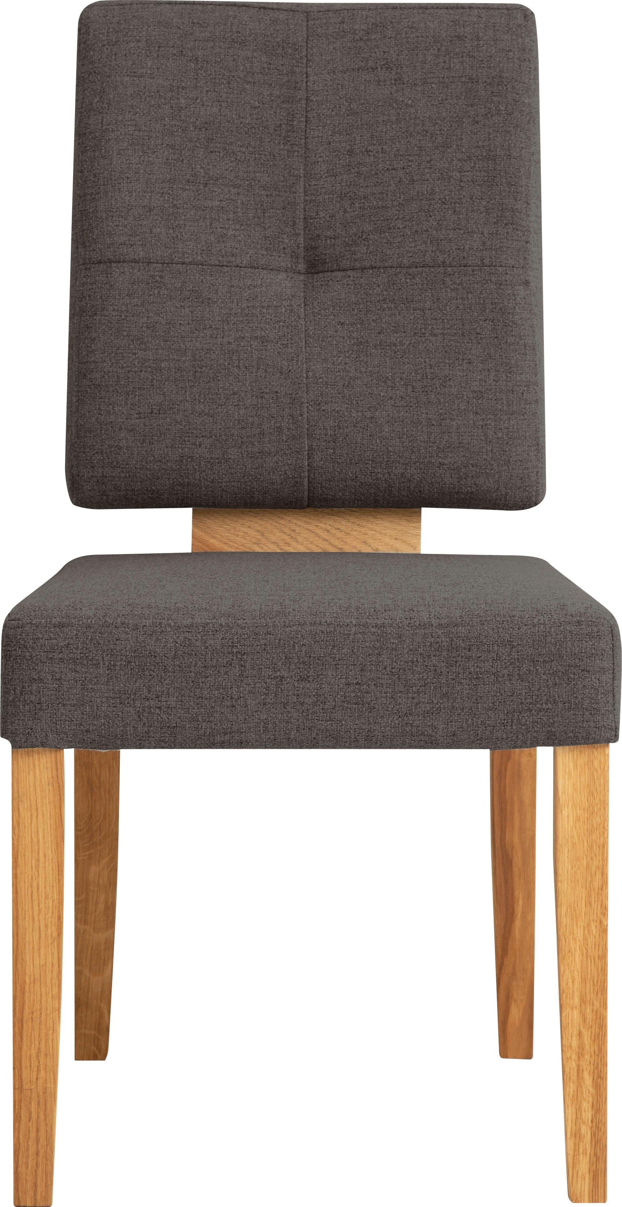Home affaire Eetkamerstoel Ponza gestoffeerde stoel Frame van massief geolied eiken, eetkamer bestseller (set, 2 stuks)