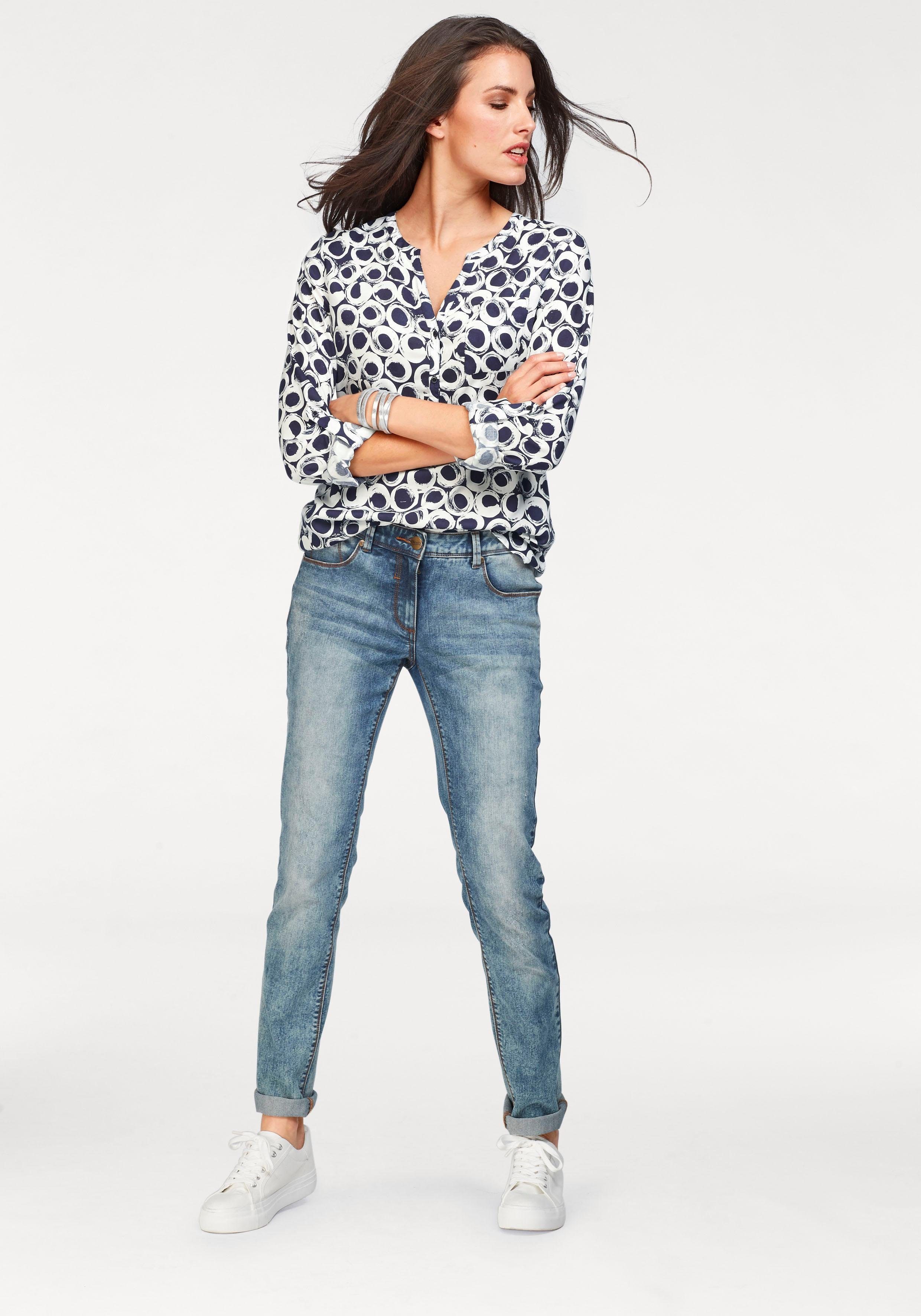Aniston CASUAL Blouse zonder sluiting met oprolbare mouwen