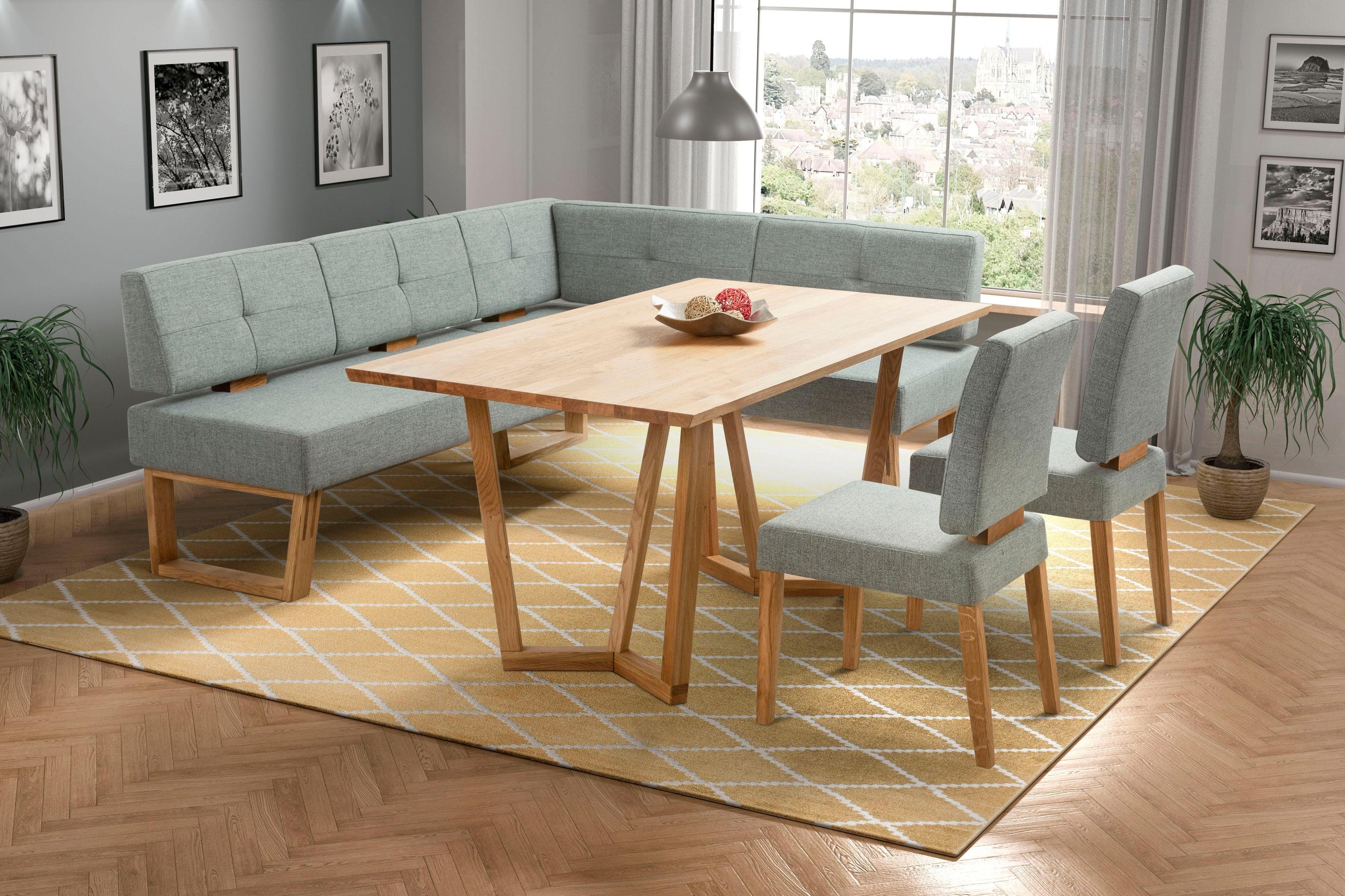 Home affaire Hoekbank Ponza gestoffeerde bank, eetkamerbank met massief houten frame, keukenbank in mooie kleuren, breedte 201x161 cm