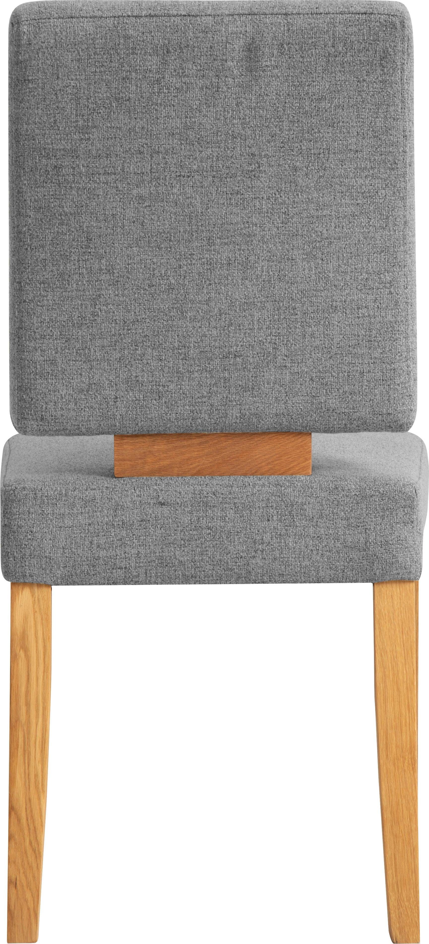 Home affaire Eetkamerstoel Ponza gestoffeerde stoel Frame van massief geolied eiken, eetkamer bestseller (set, 2 stuks)