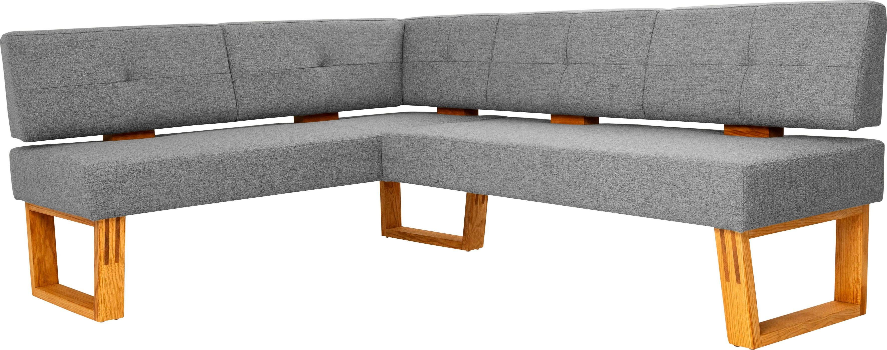 Home affaire Hoekbank Ponza gestoffeerde bank, eetkamerbank met massief houten frame, keukenbank in mooie kleuren, breedte 201x161 cm