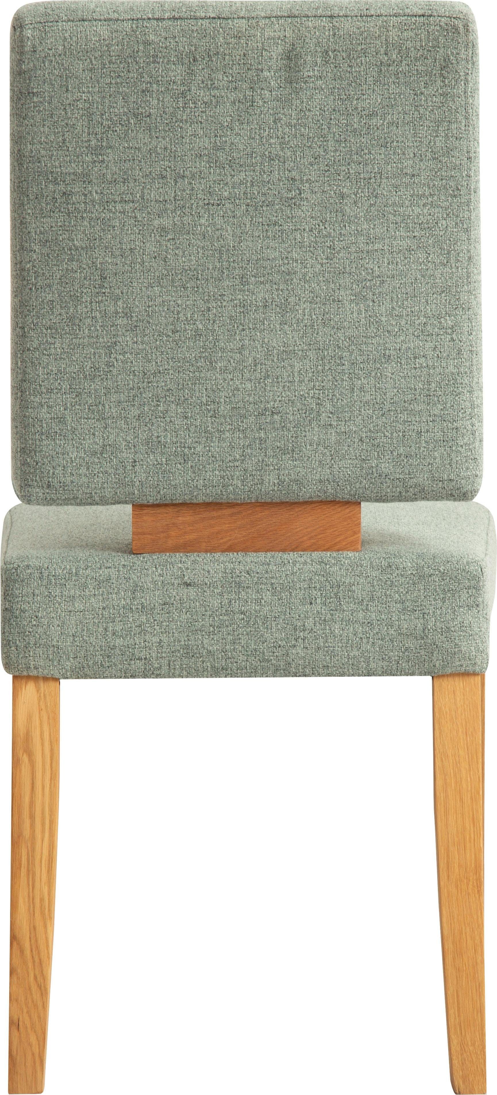 Home affaire Eetkamerstoel Ponza gestoffeerde stoel Frame van massief geolied eiken, eetkamer bestseller (set, 2 stuks)