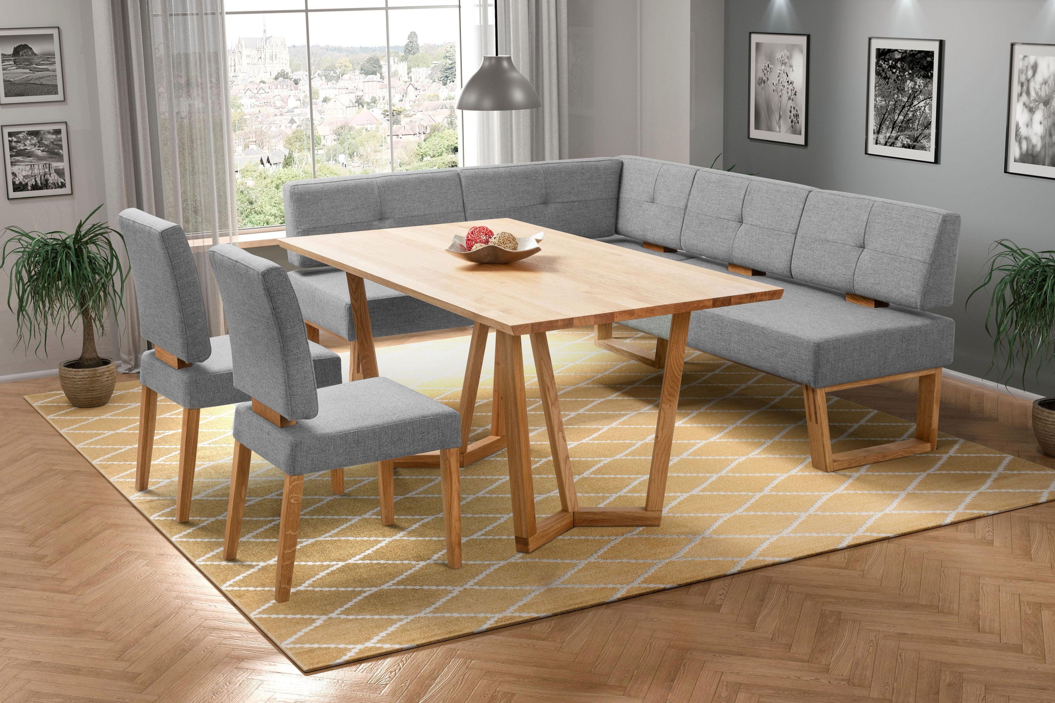 Home affaire Hoekbank Ponza gestoffeerde bank, eetkamerbank met massief houten frame, keukenbank in mooie kleuren, breedte 201x161 cm