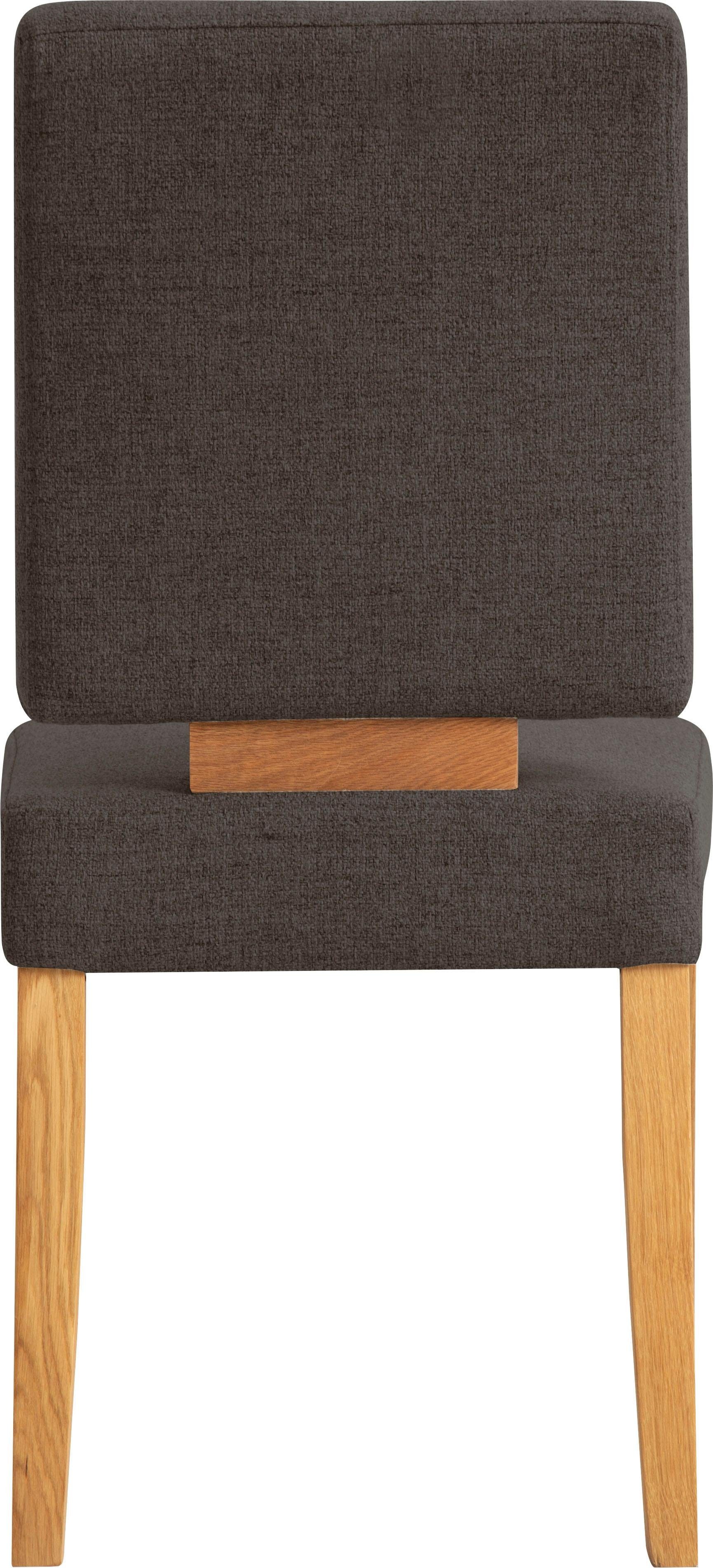 Home affaire Eetkamerstoel Ponza gestoffeerde stoel Frame van massief geolied eiken, eetkamer bestseller (set, 2 stuks)