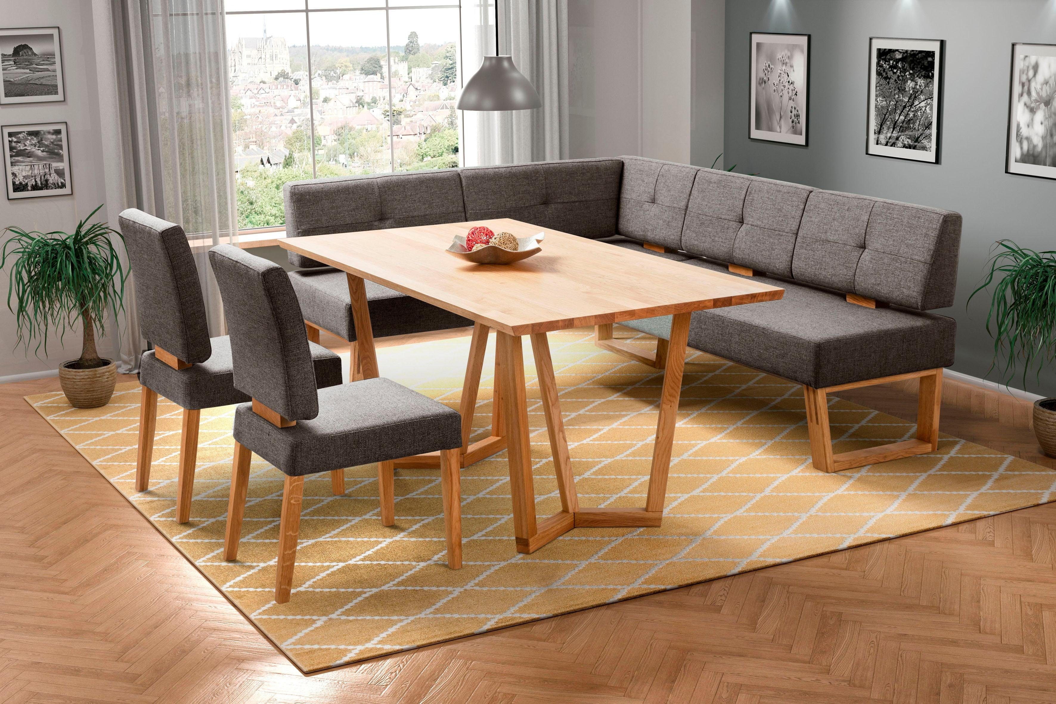Home affaire Eethoek Ponza hoekbank keuken BESTSELLER Eetkamer zitgroep stoelen tafel en bank comfortabel gepolsterd (set, 4-delig) eethoeken bruin