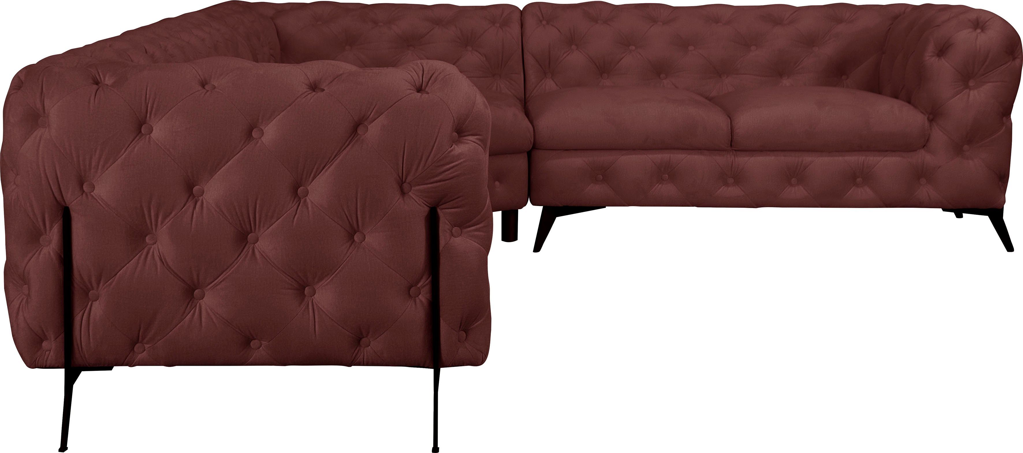 Leonique Chesterfield-bank Amaury L-vorm grote hoekbank, chesterfield-look, breedte 323 cm, kleur van de poten ter keuze