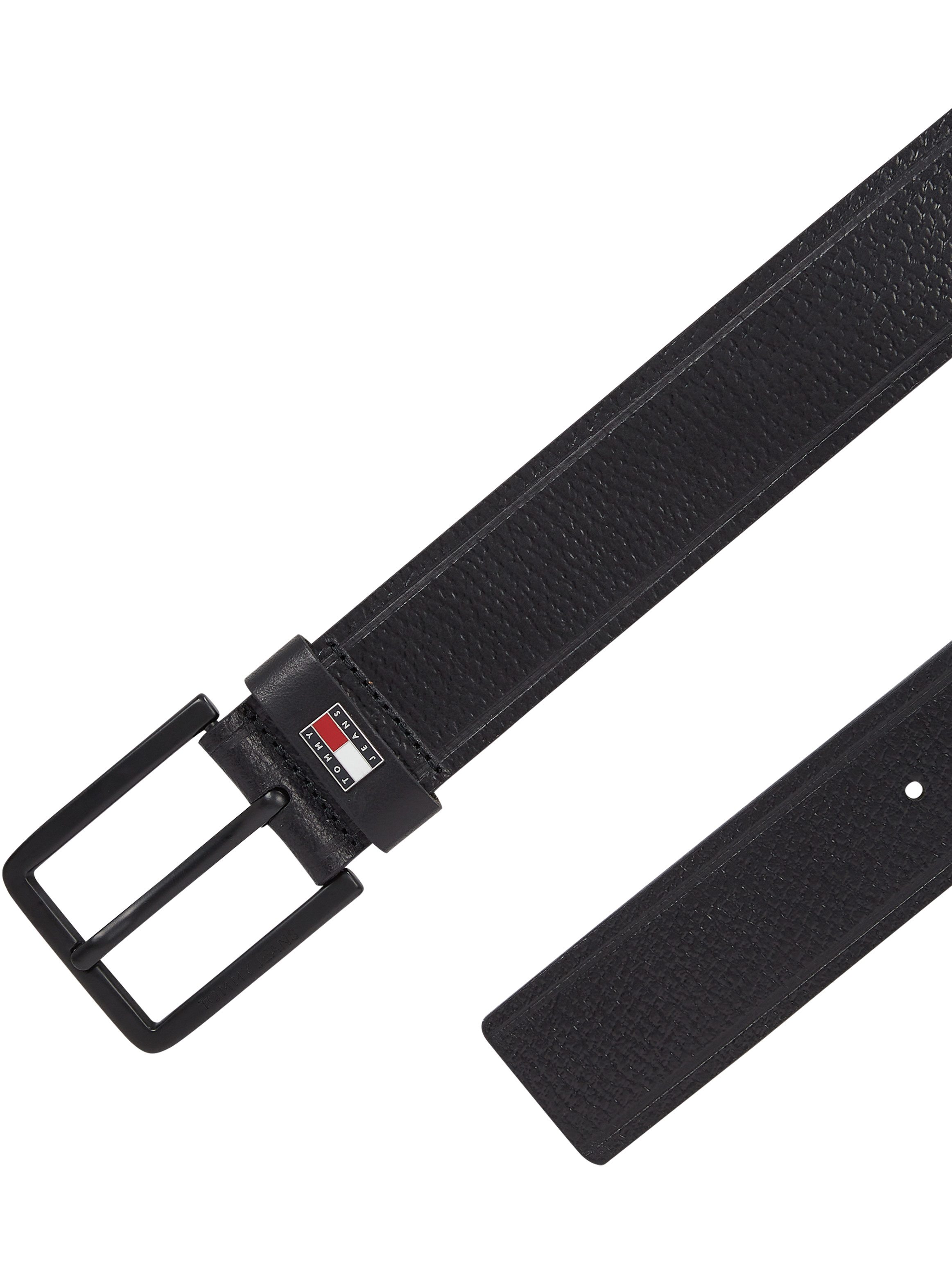 TOMMY JEANS Leren riem TJM ELEVATED FLAG LEATHER 3.5 Verstelbaar in maat, merkembleem van metaal