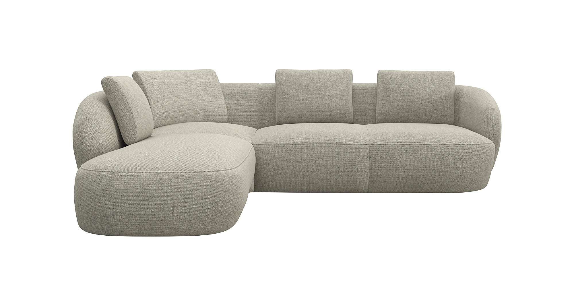 FLEXLUX Hoekbank Torino, rond, L-vorm, bankhoek met ottomane Modern, organisch bankontwerp, koudschuim, golfvering