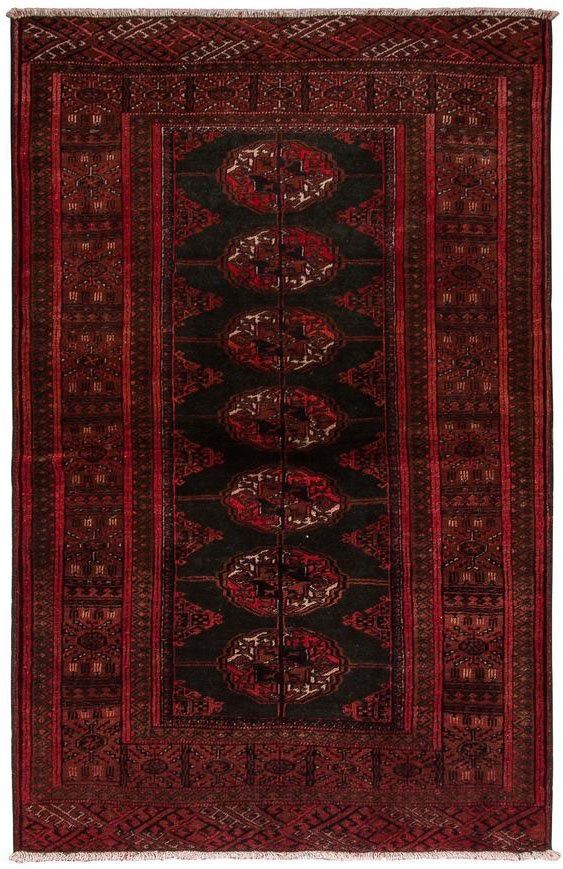 morgenland Wollen kleed Turkaman vloerkleed met de hand geknoopt blauw