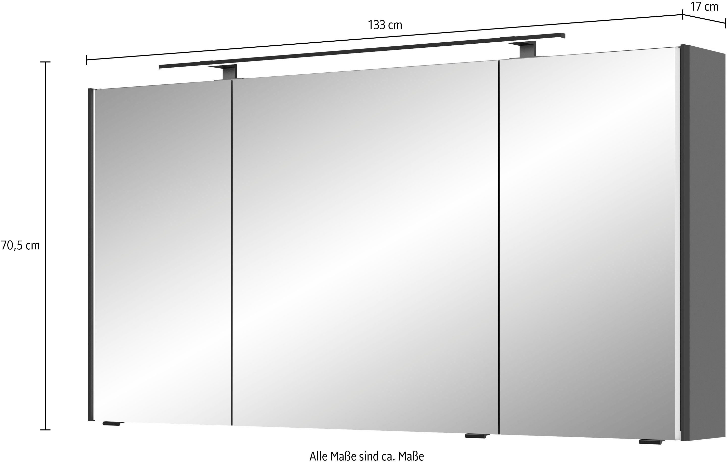 Saphir Spiegelkast Serie 7045 badkamer-spiegelkast inclusief ledverlichting, 3 deuren
