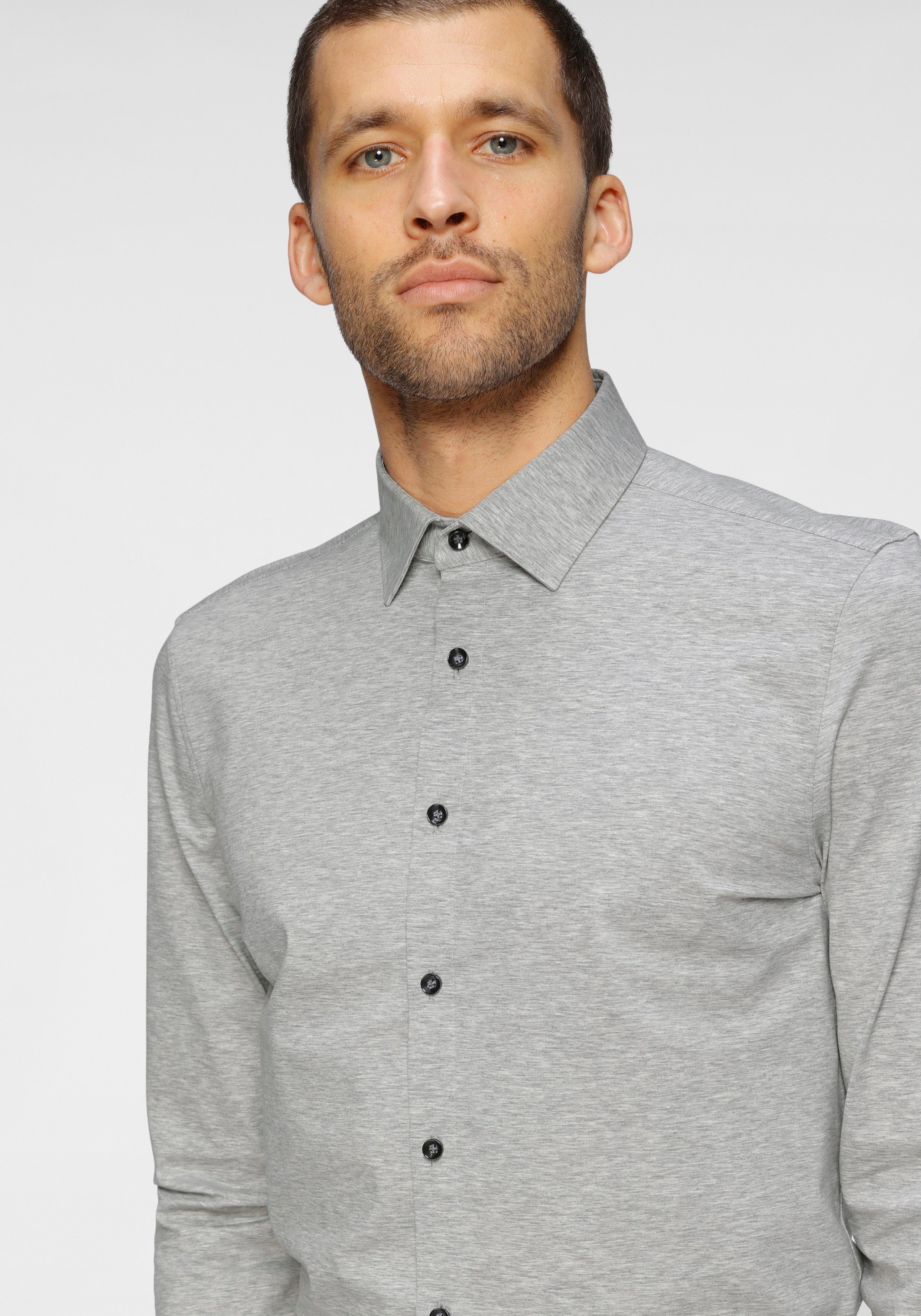 OLYMP Businessoverhemd No. Six 24/Seven super slim in comfortabele jersey-kwaliteit