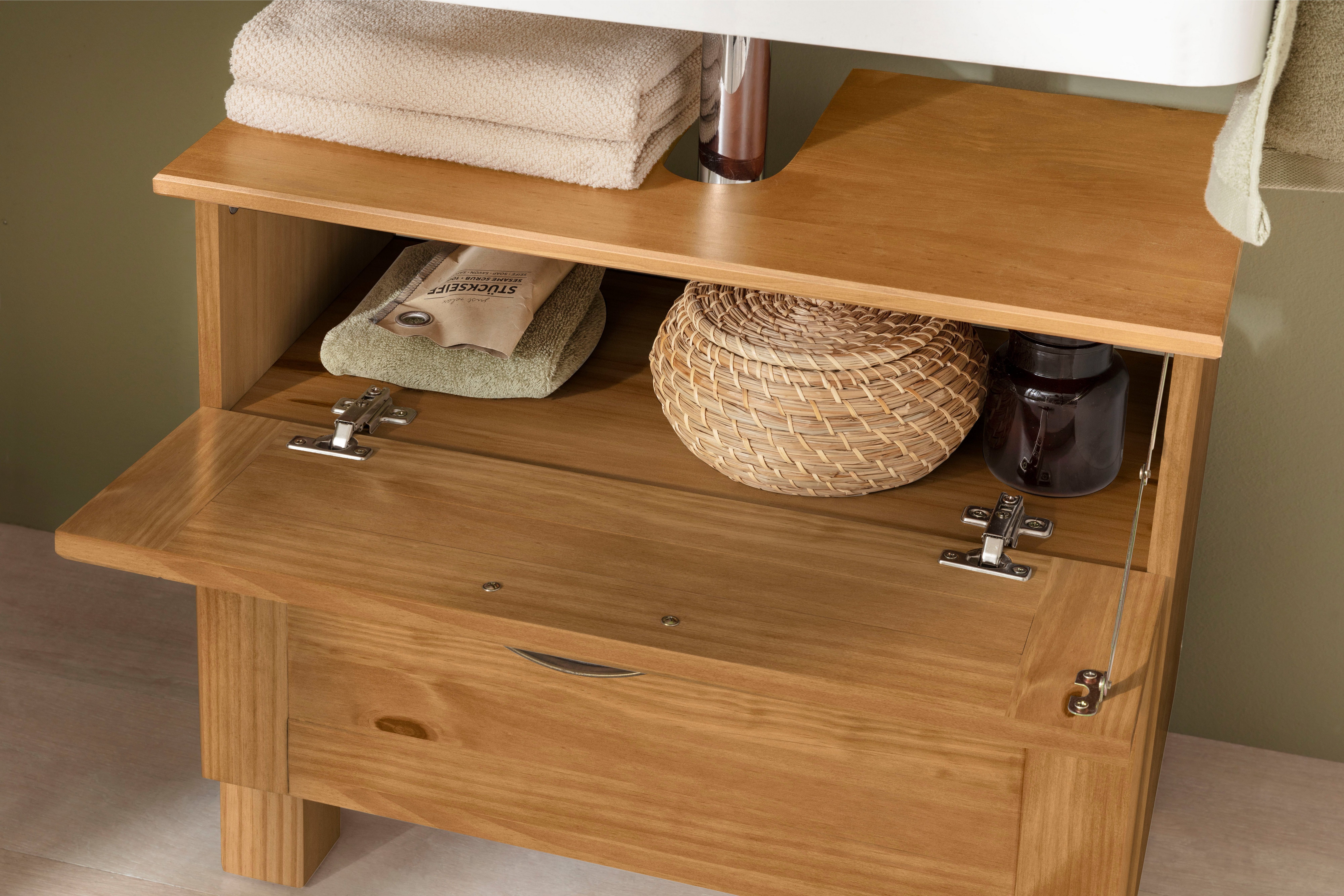 Home affaire Wastafelonderkast Rodby Massief, FSC®-gecertificeerd hout, grepen metaal, breedte 60 cm, hoogte 55 cm