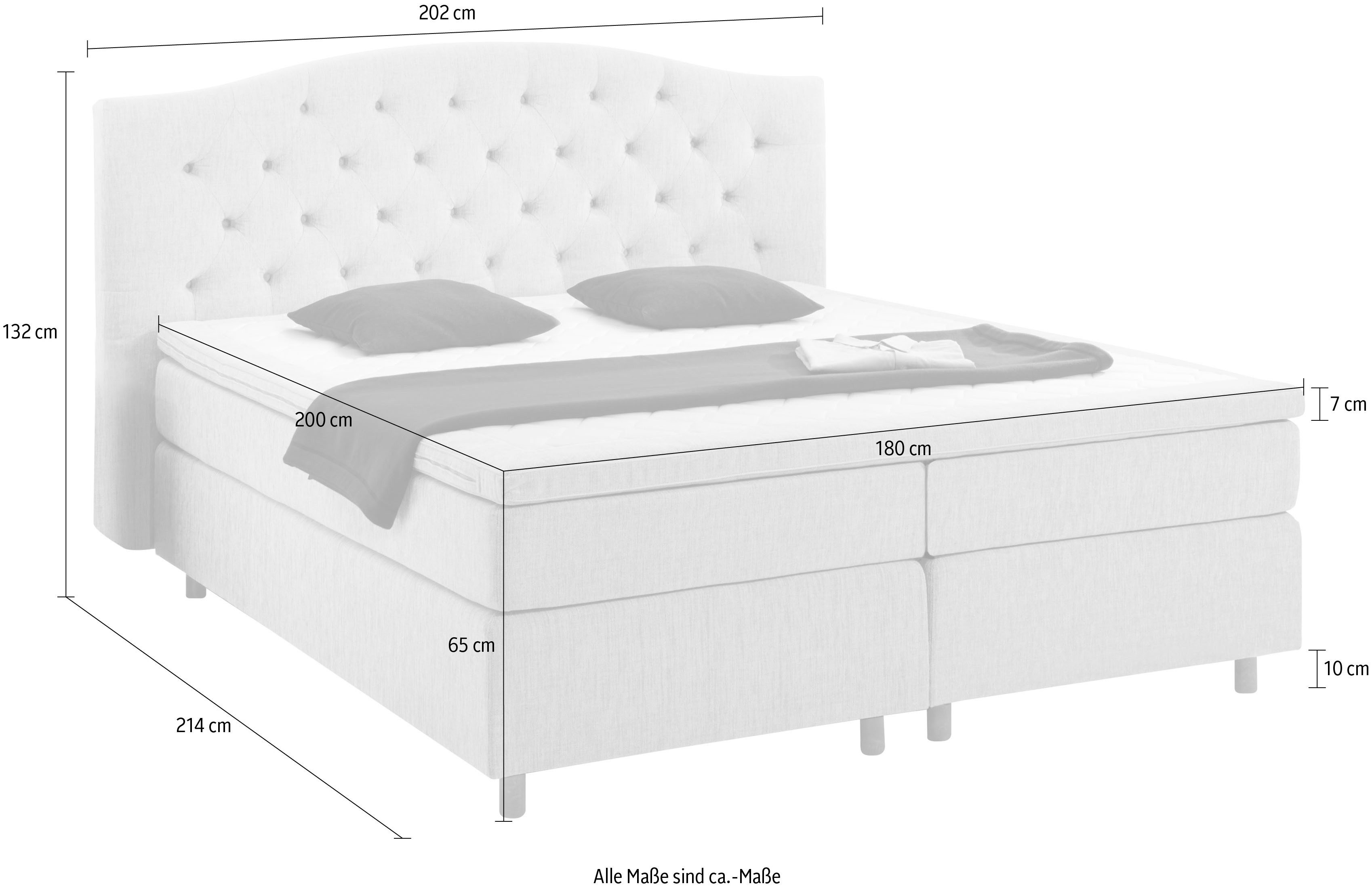 Home affaire Boxspring Claire met massieve box, incl. topmatras, verschillende hardheden