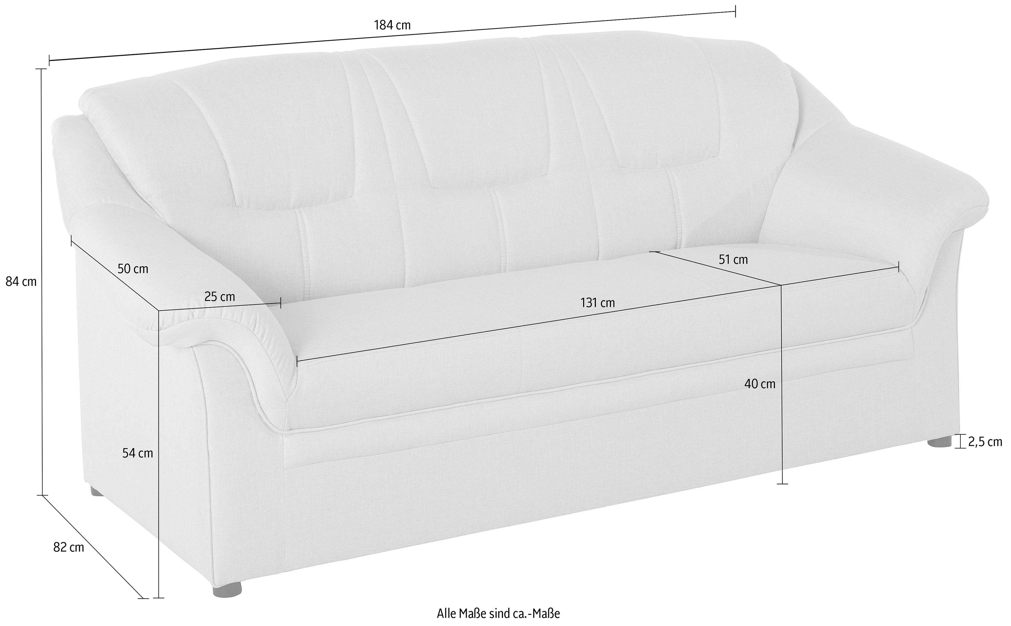 DOMO collection 2,5-zitsbank Mezia compact voor kleine ruimtes, breedte 184 cm, comfortabel en tijdloos,