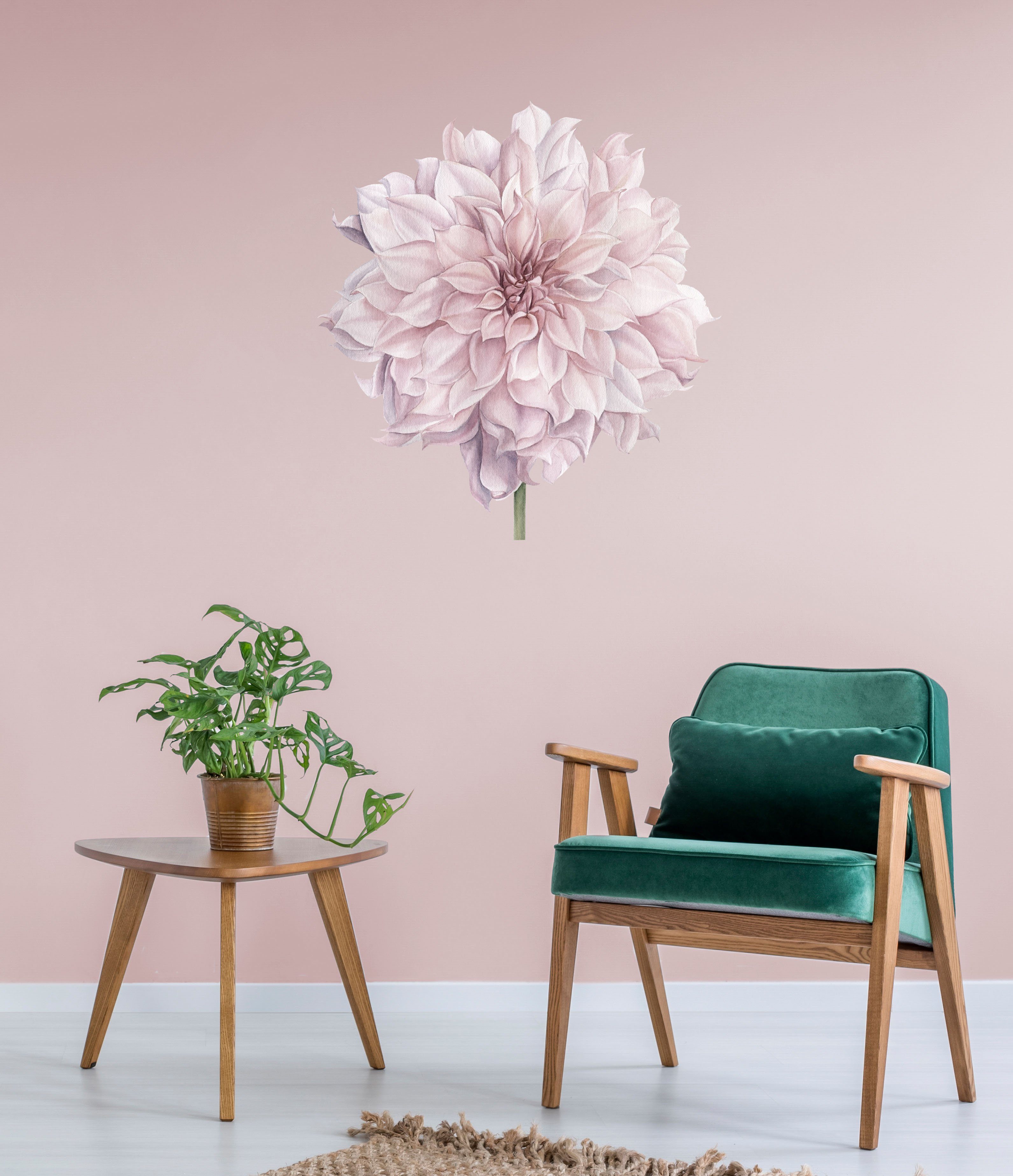 queence Wandfolie Nele Muurdecoratie, sticker, roze, bloem, bloei, zelfklevend, pastelkleuren (1 stuk)