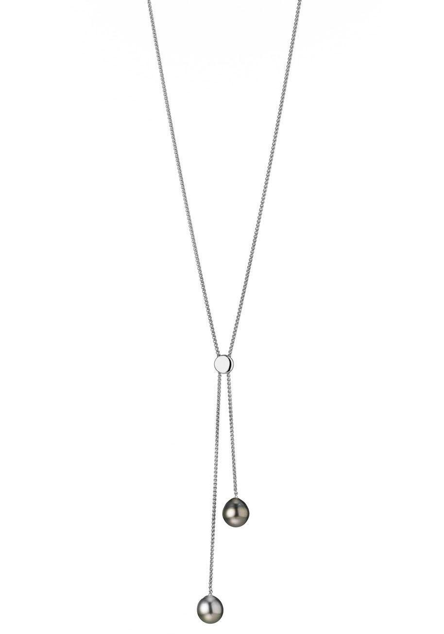 Adriana Ketting met hanger Ketting in Y-model, PR4-66 Made in Germany - met Tahitiaanse gekweekte parel dames kettingen grijs