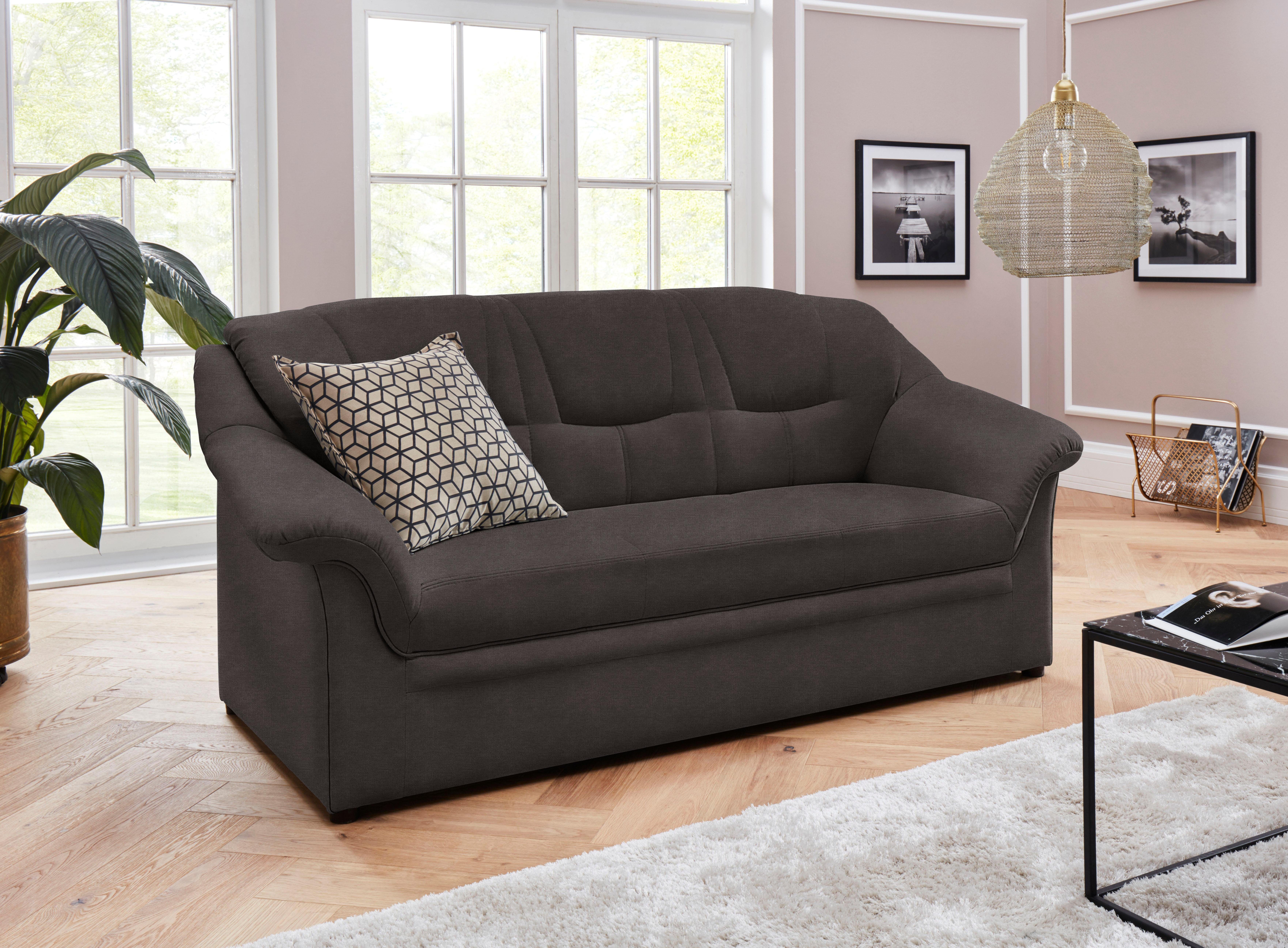 DOMO collection 2,5-zitsbank Mezia compact voor kleine ruimtes, breedte 184 cm, comfortabel en tijdloos, bruin, 2-zitsbanken