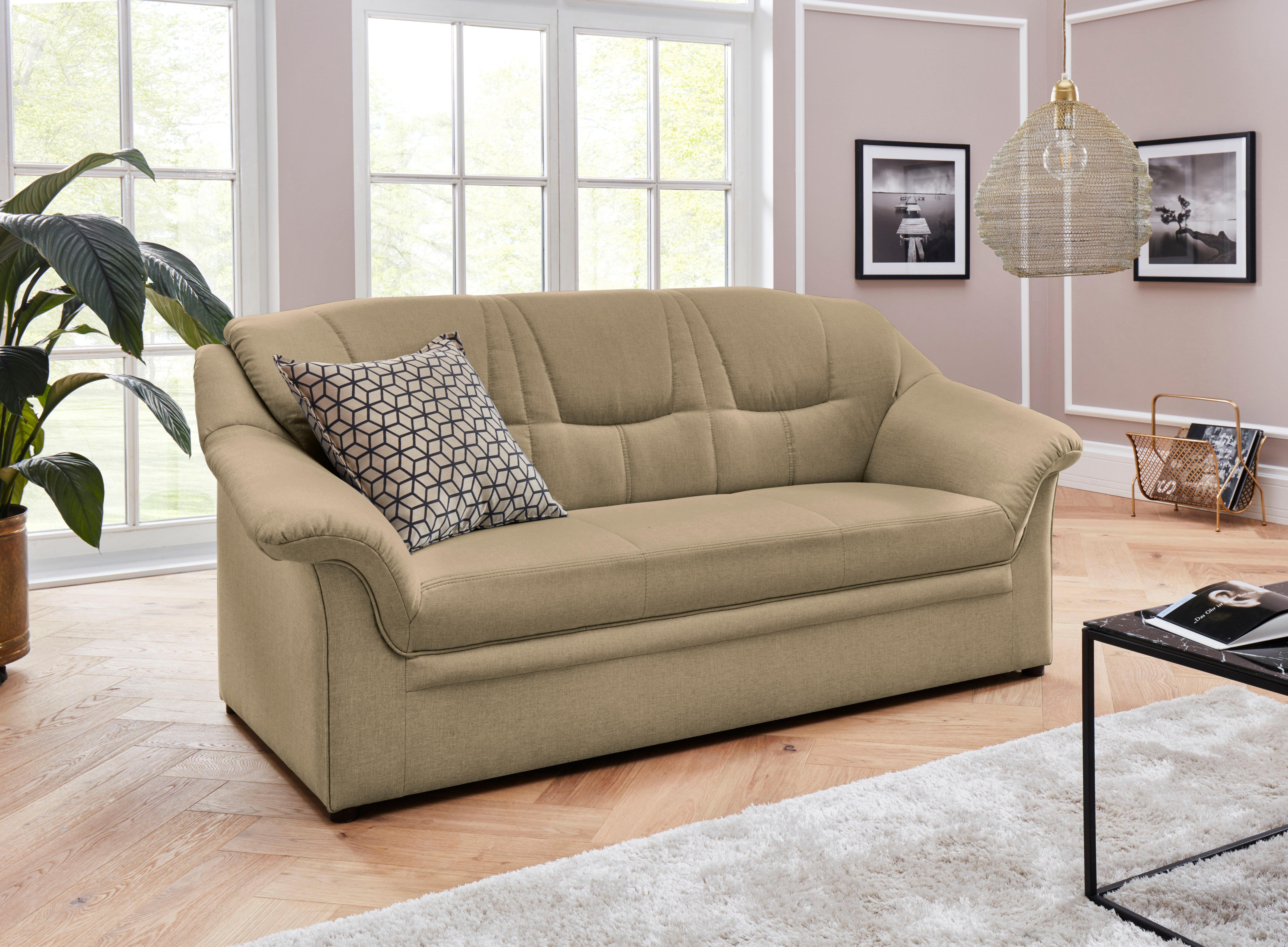 DOMO collection 2,5-zitsbank Mezia compact voor kleine ruimtes, breedte 184 cm, comfortabel en tijdloos, beige, 2-zitsbanken