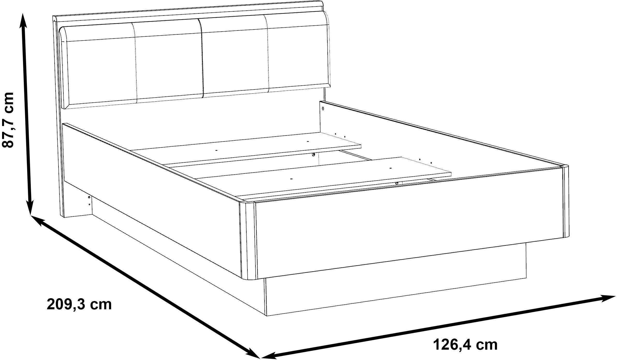 FORTE Bed Jacky met gestoffeerd hoofdbord
