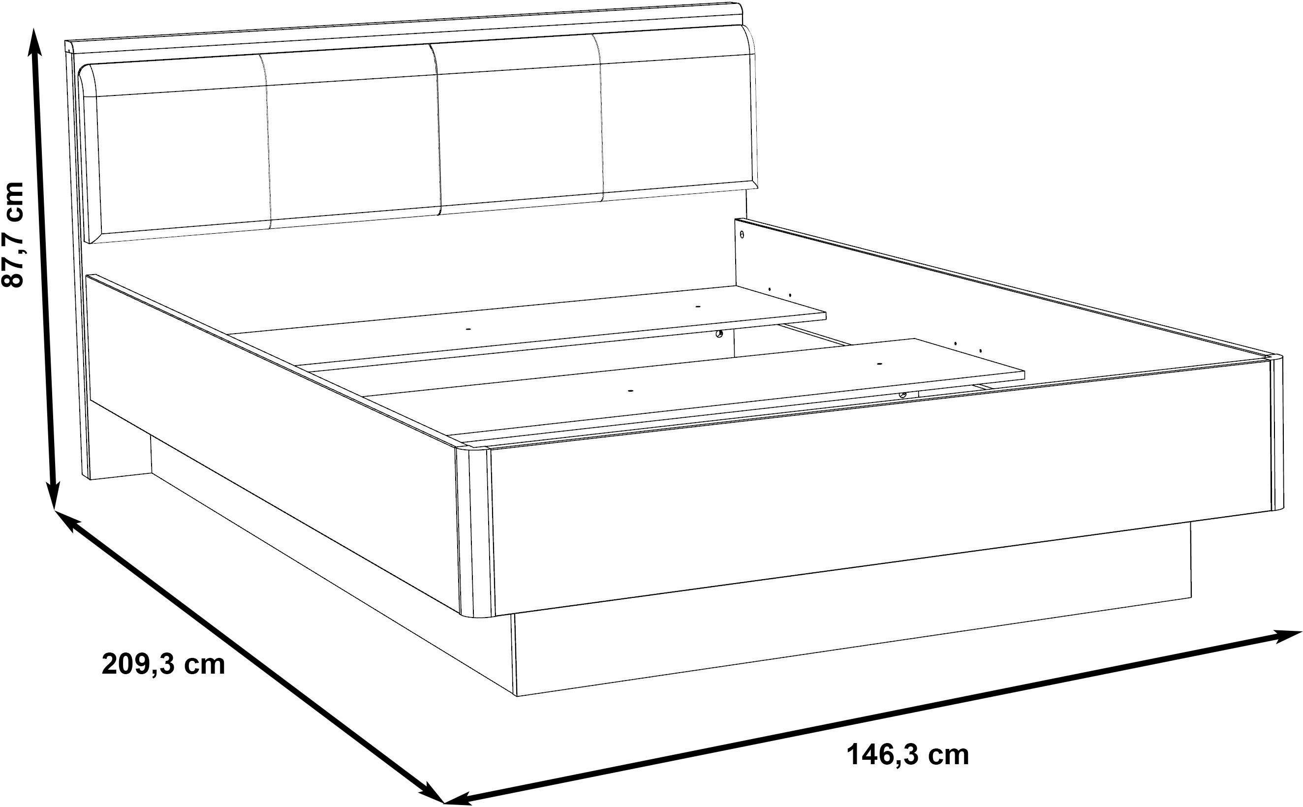 FORTE Bed Jacky met gestoffeerd hoofdbord