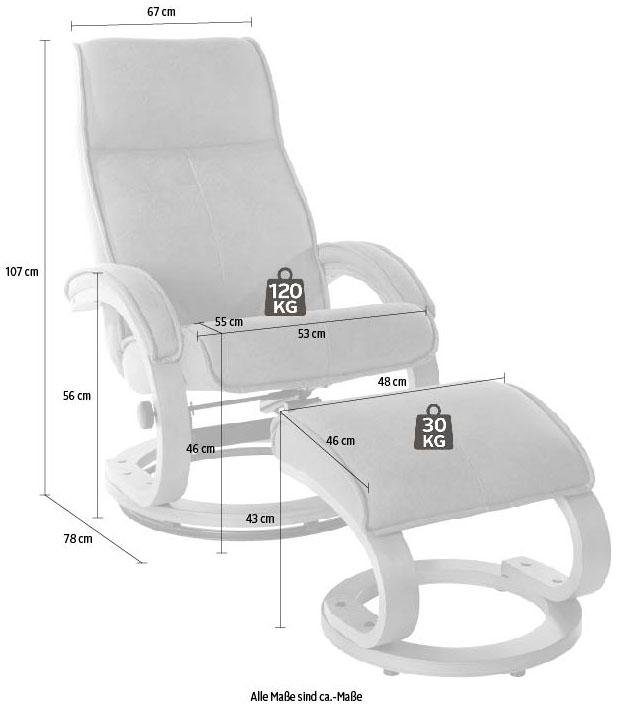 INOSIGN Relaxfauteuil Lille, TV-stoel, stoel met poef, woonkamer, Slaapfunctie, luxe microvezel bekleding en houten frame, zithoogte 46 cm