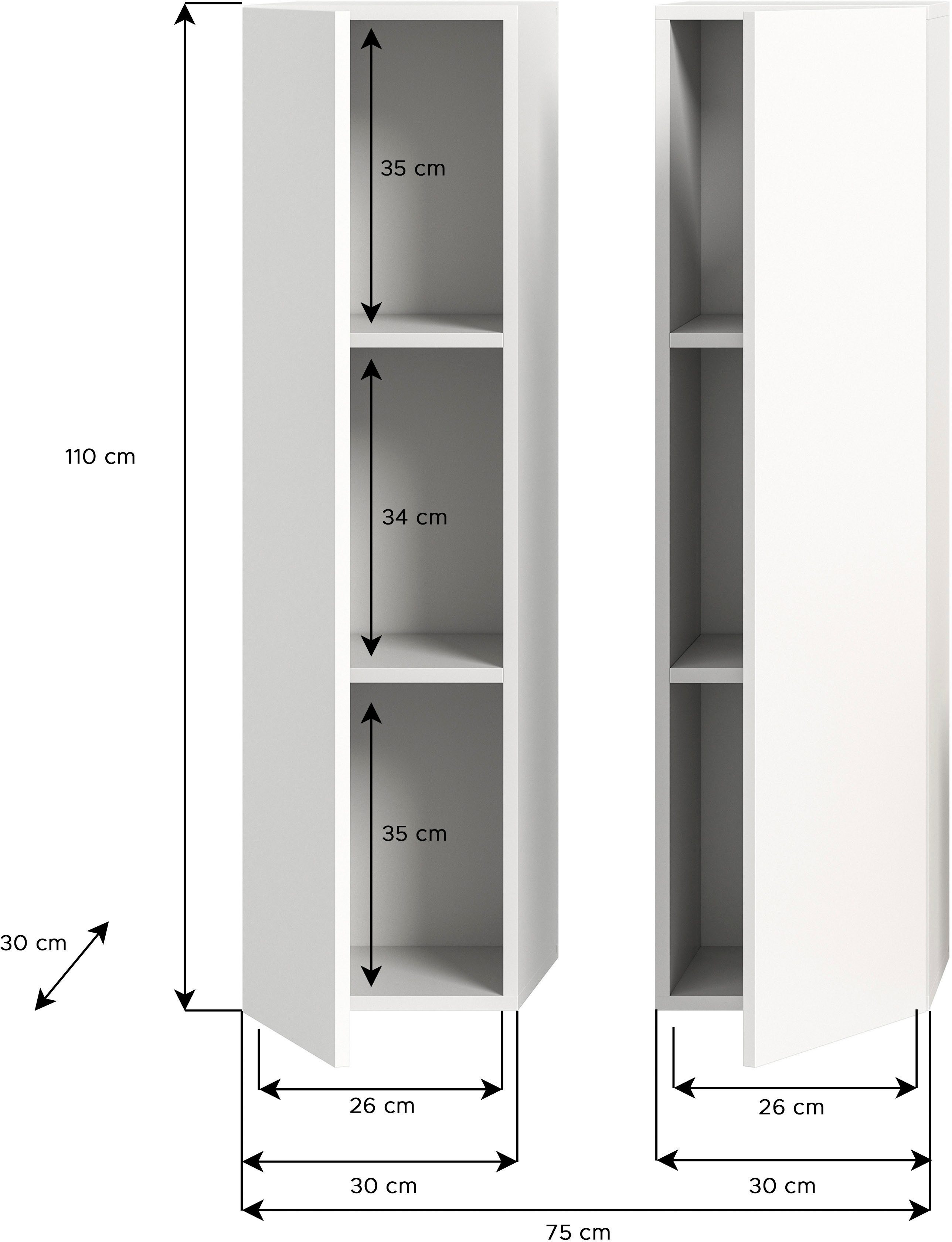 INOSIGN Multifunctionele kast Trinity, 2-set, Hoogte 110cm, hangend, greeploos/Frontoversteek (2 stuks)