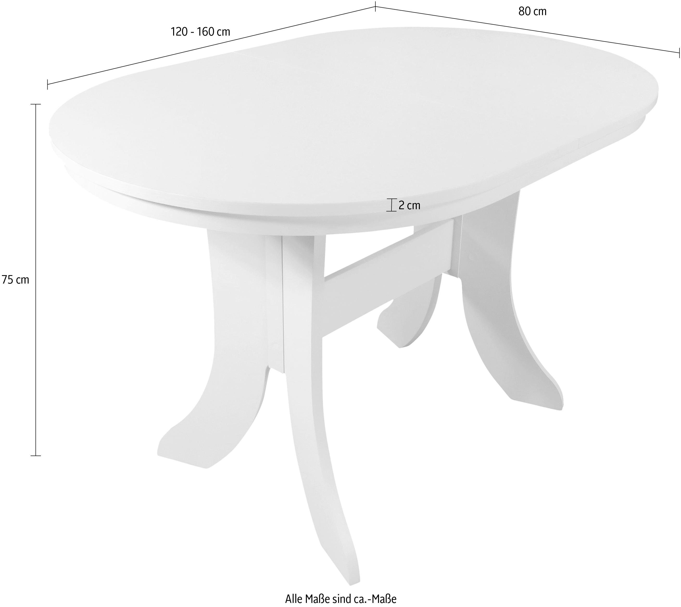 Home affaire Eettafel Bamberg uitschuifbaar tot 160 cm