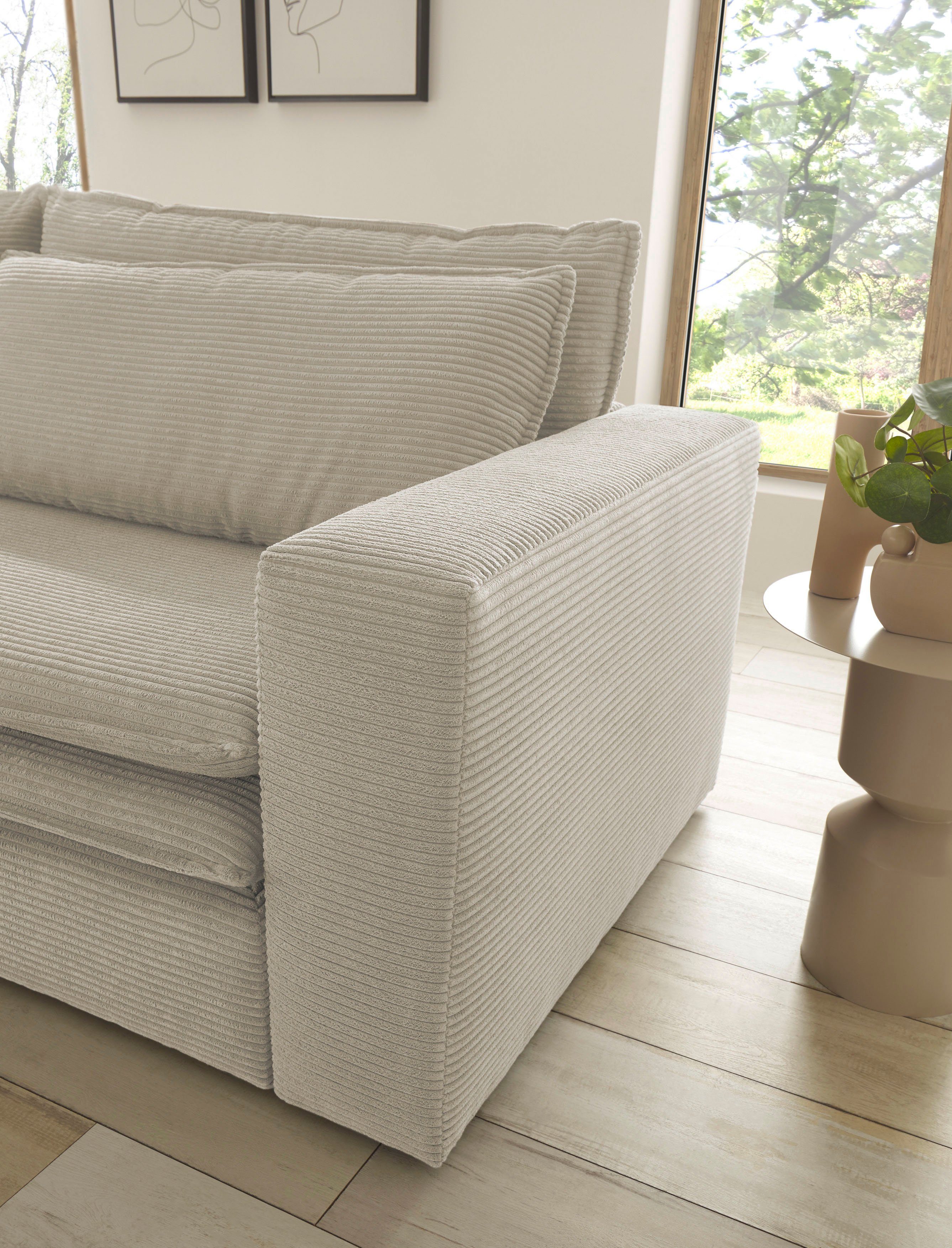 Places of Style 3-zitsbank PIAGGE Cord-bekleding - met slaapfunctie en bedkist, met praktische topmatras