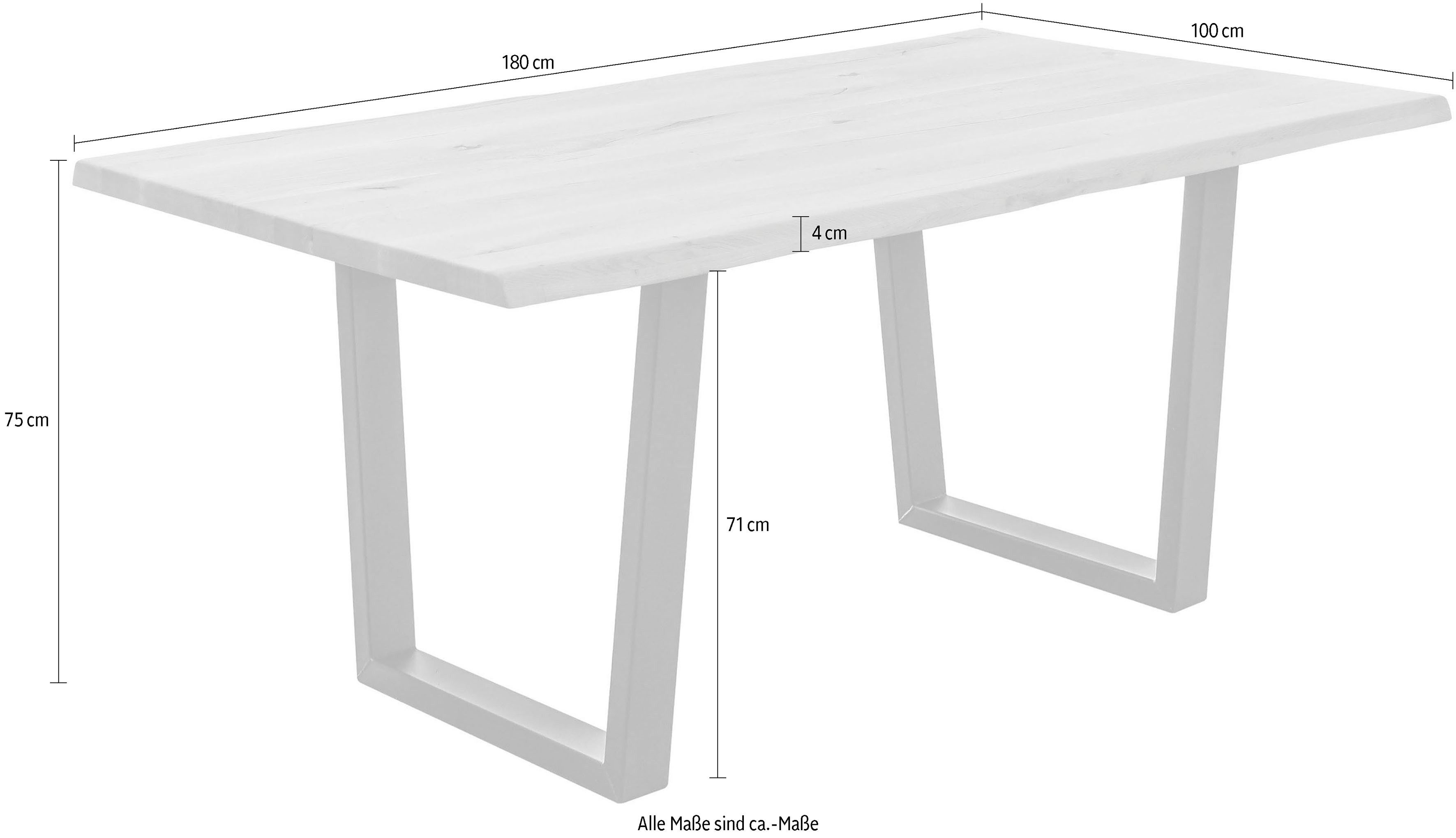 Stolkom Eettafel Benny Eik massief hout, tafel met boomrand