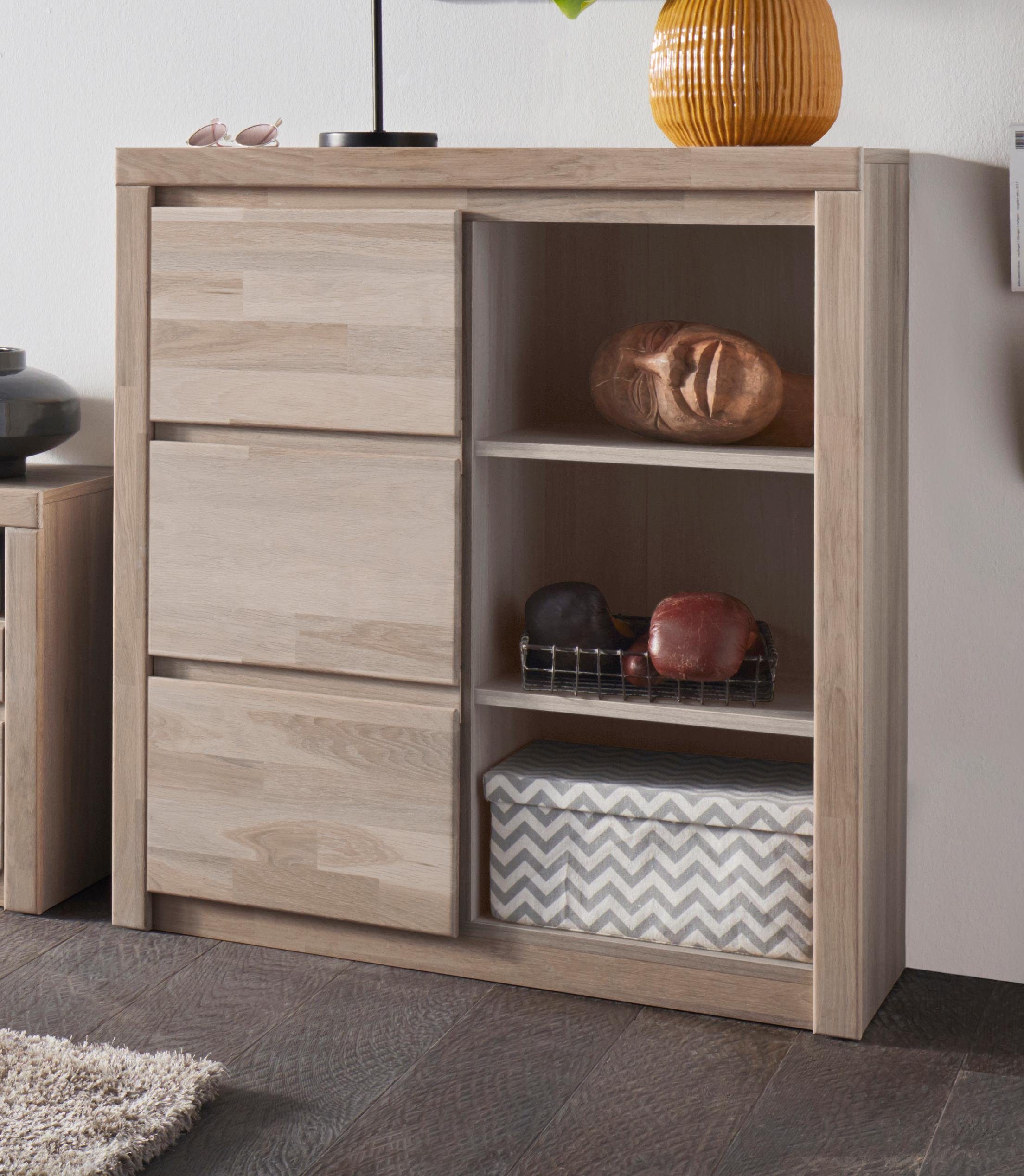 Home affaire Highboard Silkeborg Breedte 90-130 cm highboards maat 90x35x100 cm bruin