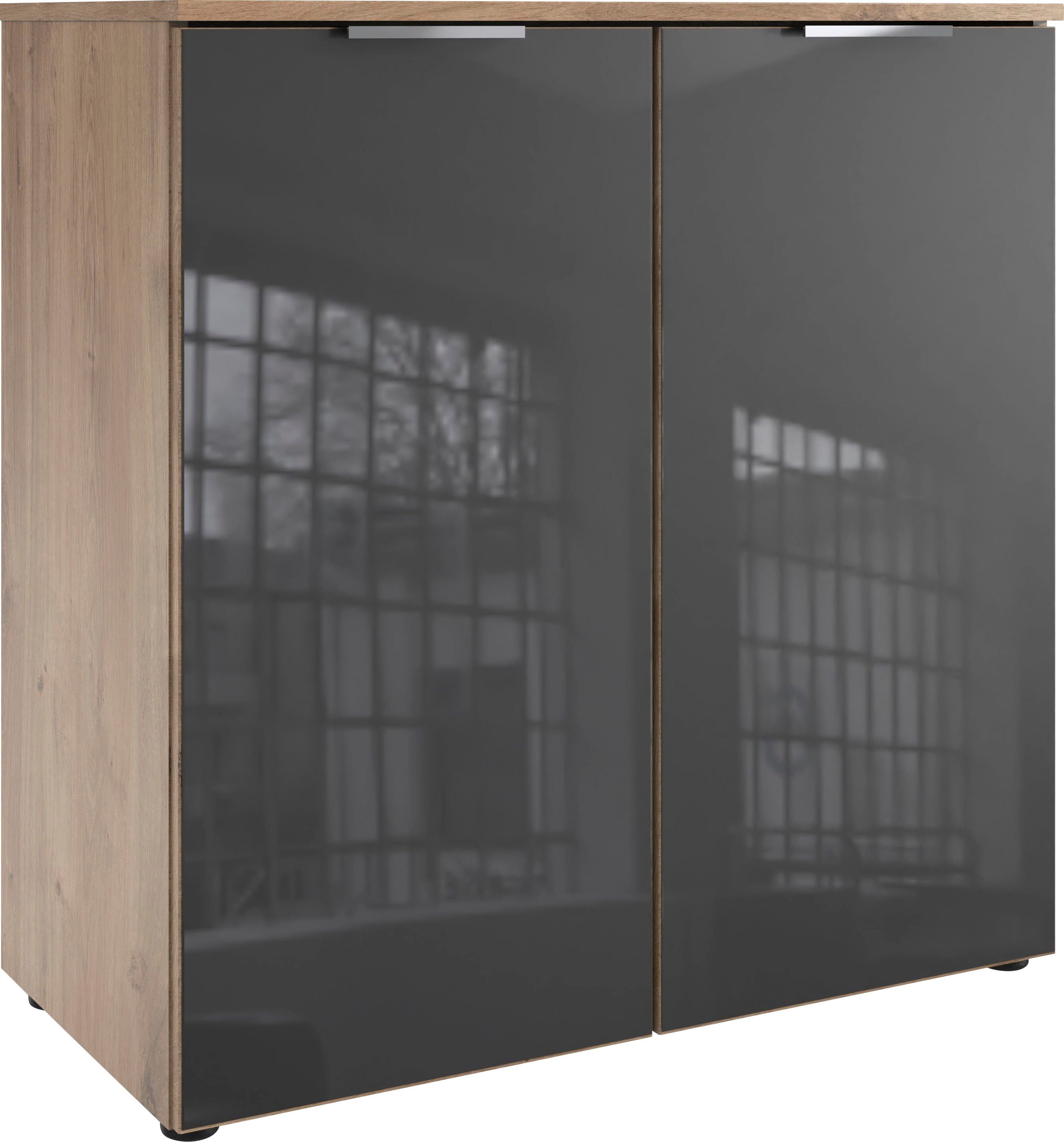 Wimex Kast Level36 C by fresh to go met glaselementen voor, soft-closefunctie, 81 cm breed dressoirs zwart