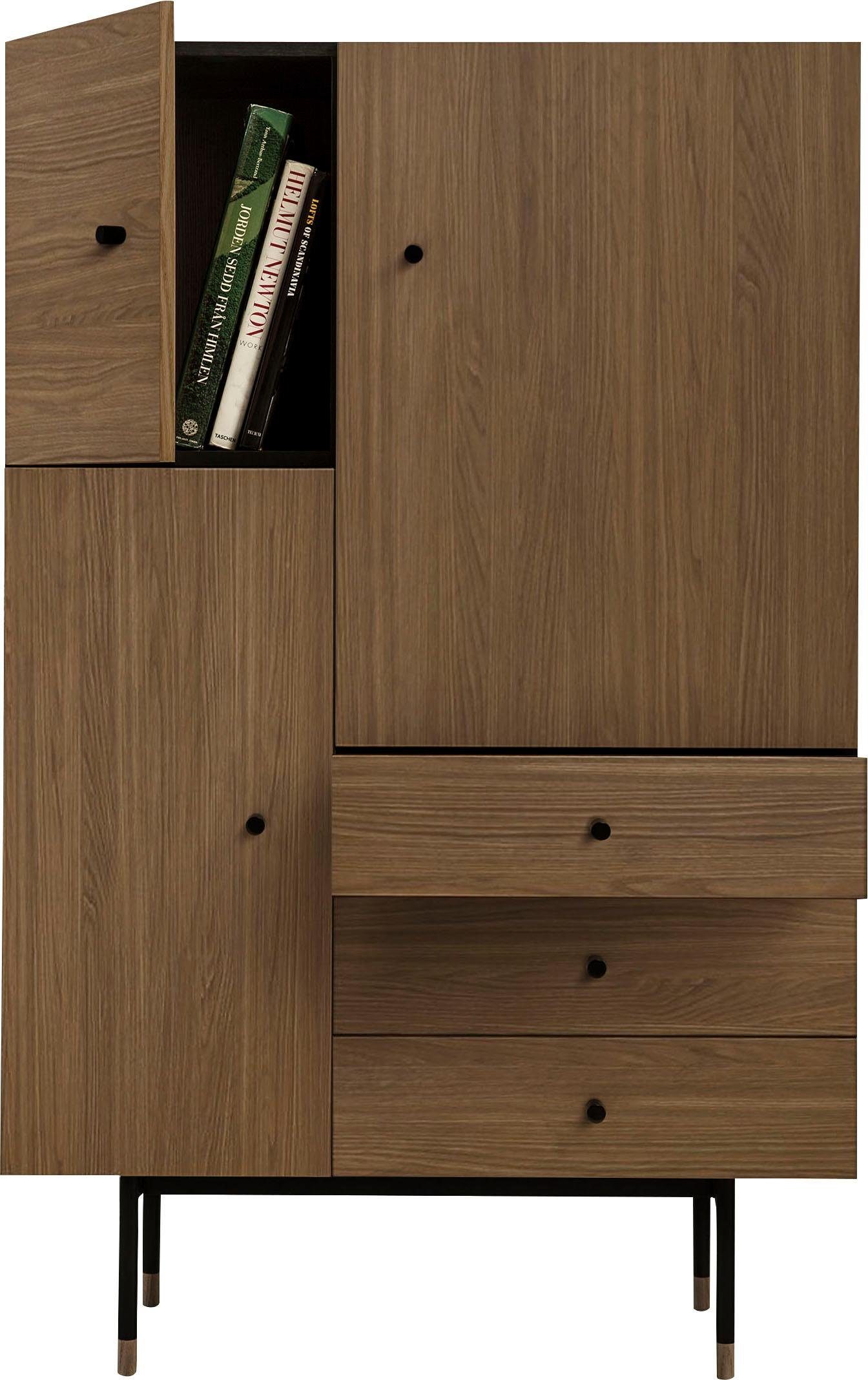 Woodman Highboard Daniel Opbergkast met walnootfineer, breedte 90 cm