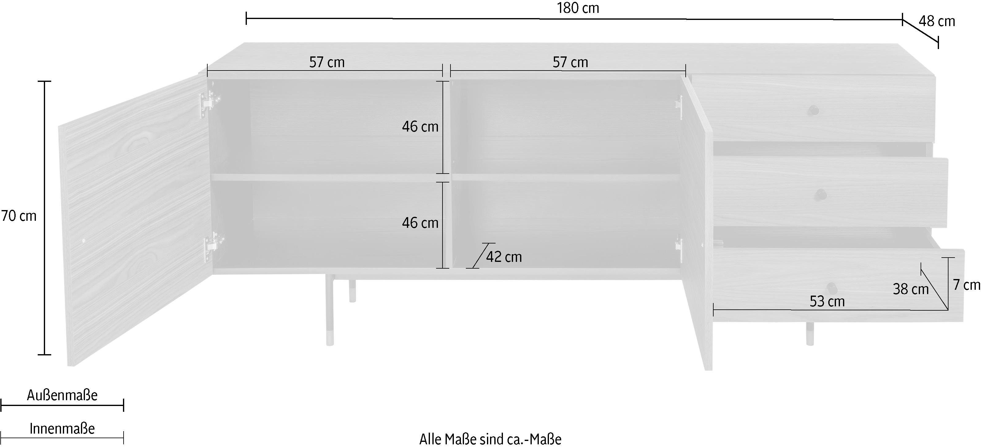 Woodman Dressoir Daniel Kast met walnootfineer, breedte 180 cm, FSC®