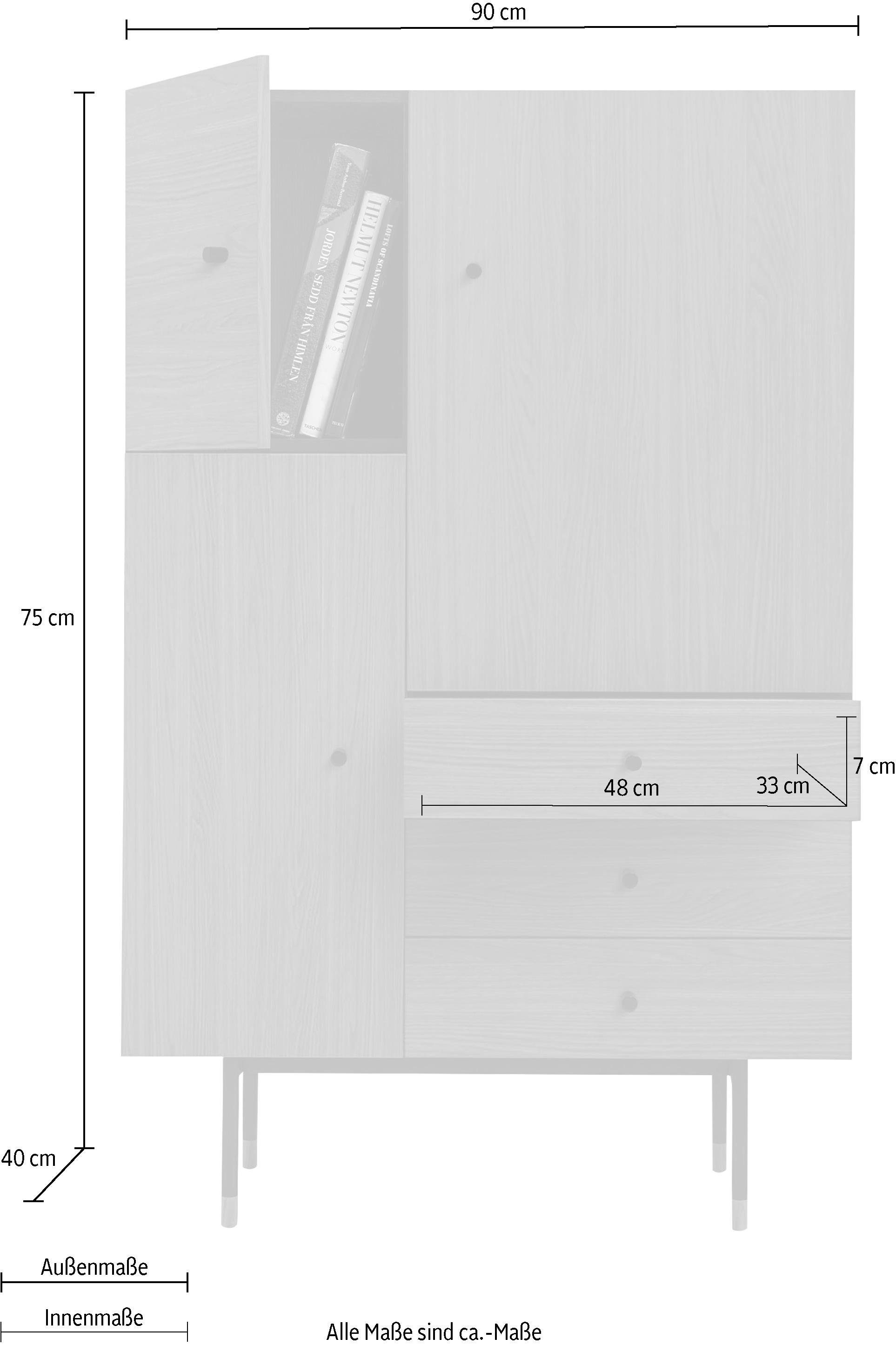 Woodman Highboard Daniel Opbergkast met walnootfineer, breedte 90 cm