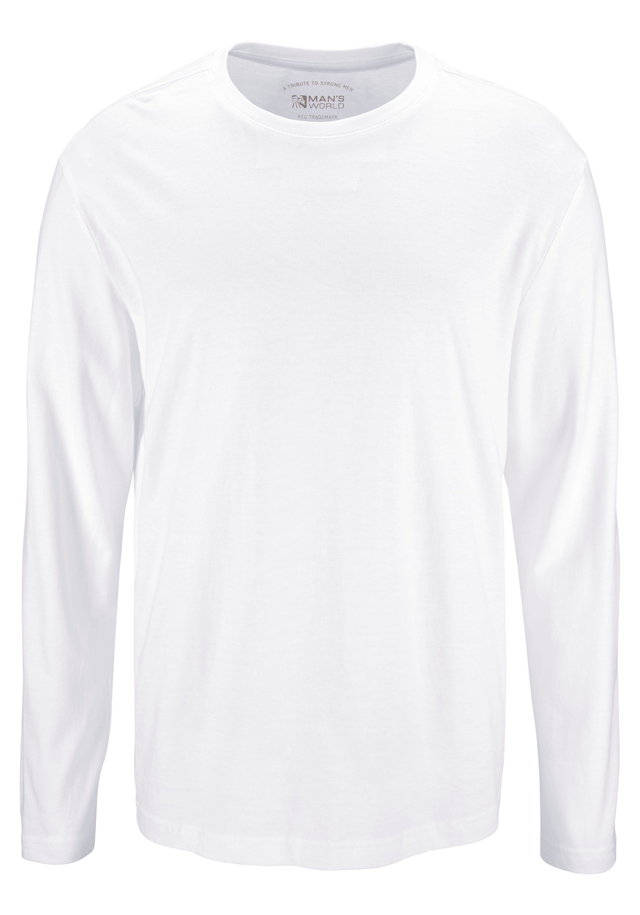 Man's World Shirt met lange mouwen Nieuwe kleur ! Lange mouwen, effen, van katoen, in 3-pack (3-delig, Set van 3)