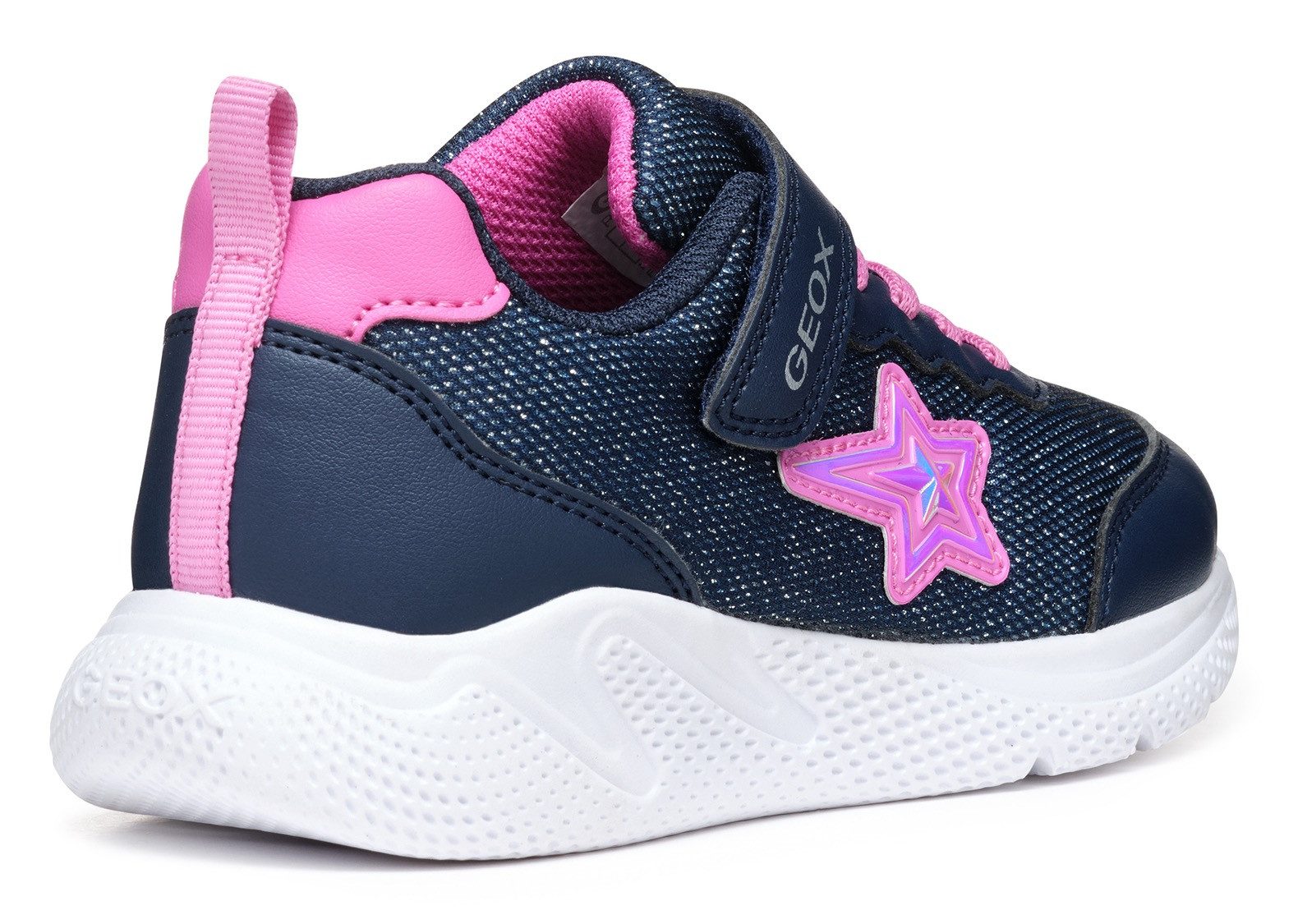 Geox Sneakers J SPRINTYE GIRL , vrijetijdsschoen, klittenbandschoen met glitterster