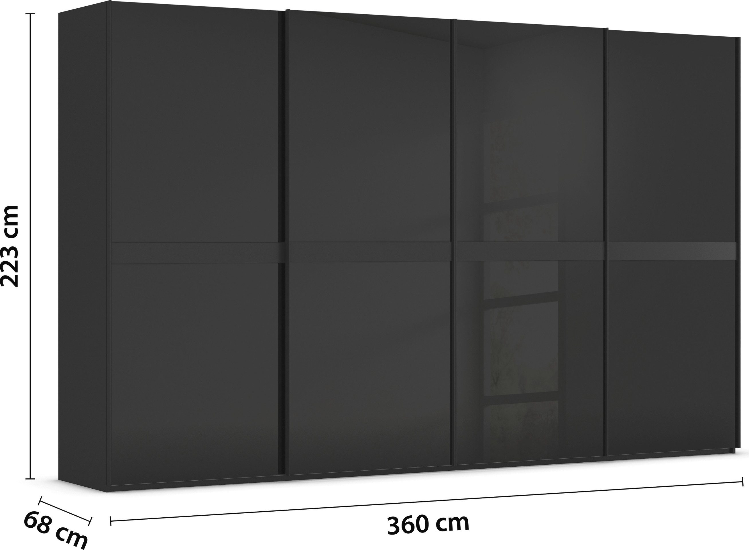 rauch Schuifdeurkast Kledingkast kast garderobe slaapkamerkast SCALE-LINE edel uiterlijk met buikband in corpuskleur met glasfront made in germany
