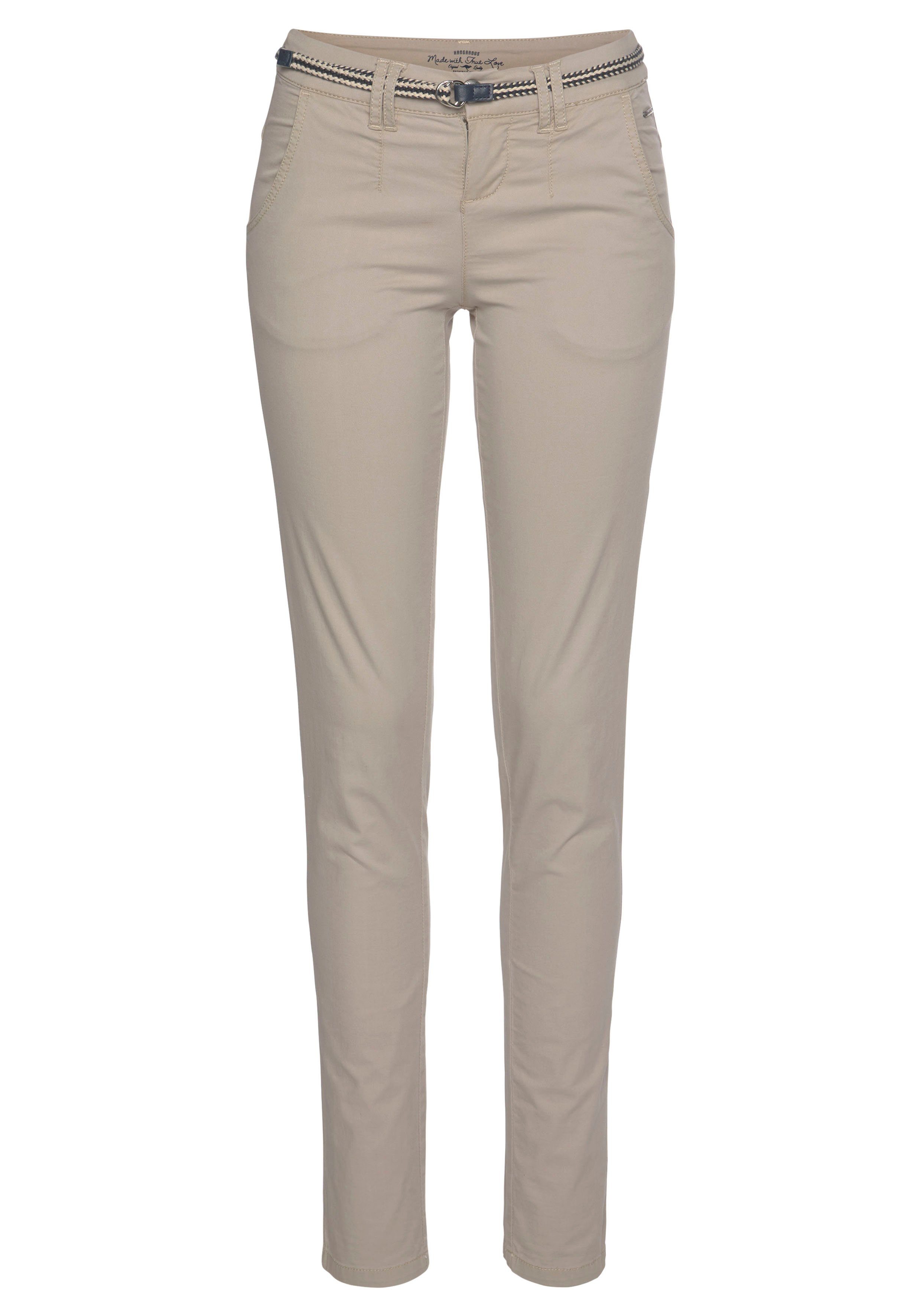 KangaROOS Chino in smal model, met koord te strikken (set, 2-delig, Met riem)