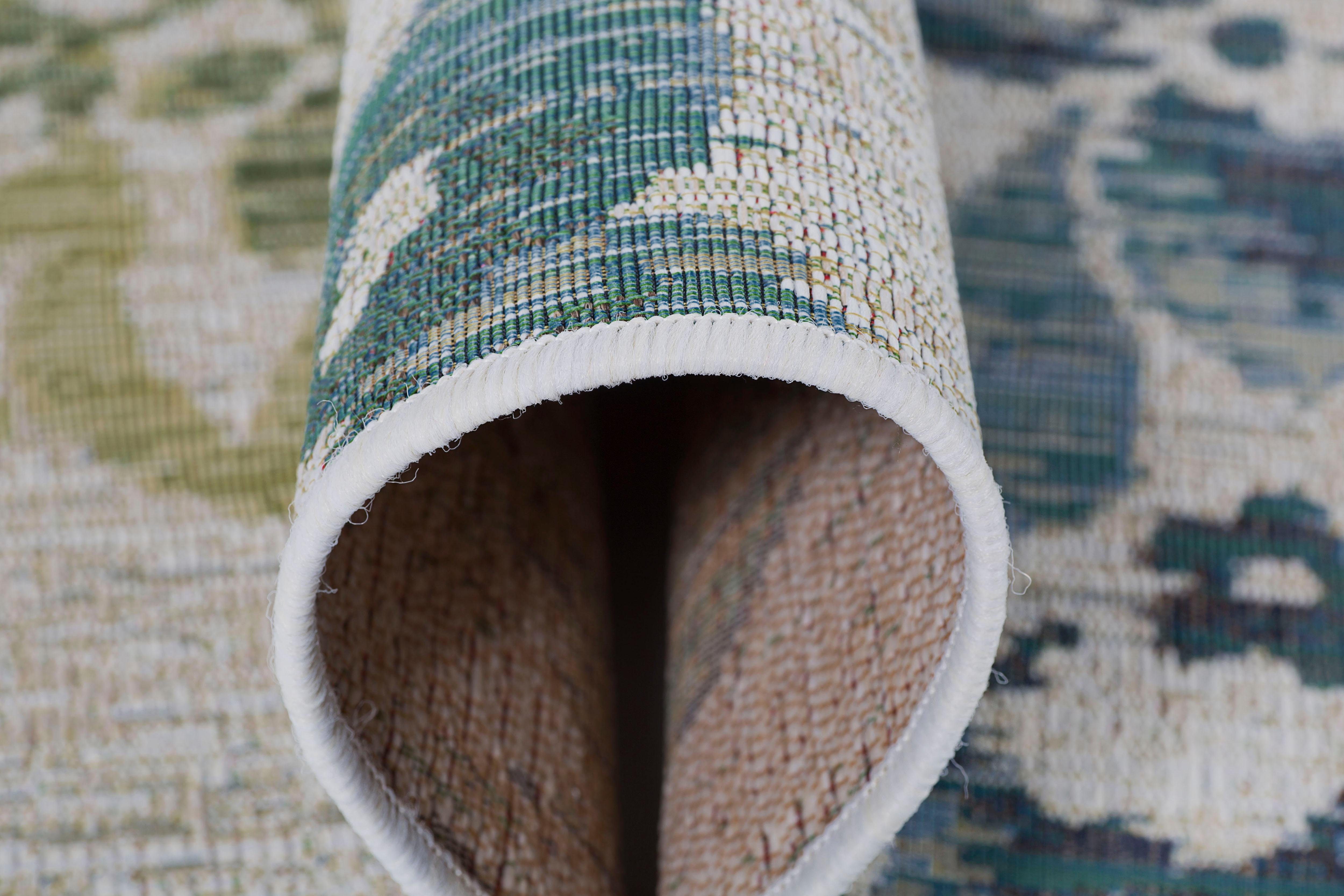 LUXOR living Vloerkleed Lost Garden, Made in Belgium Platweefsel, bloemen motief, geschikt voor binnen en buiten, woonkamer