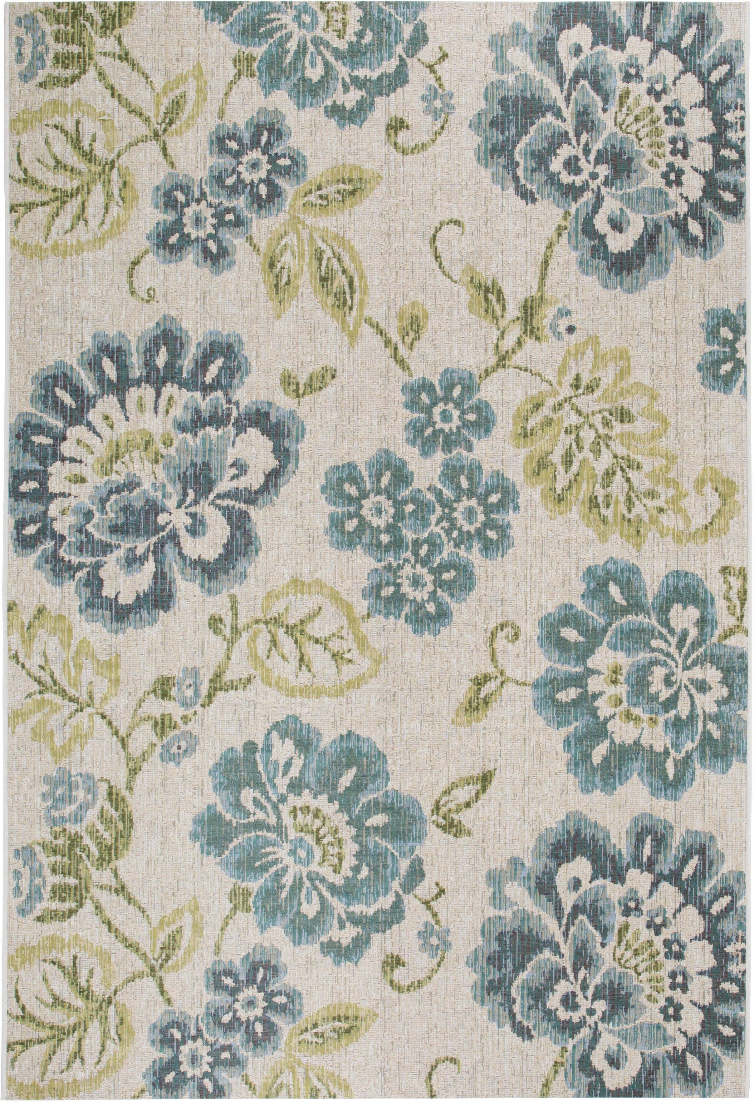 LUXOR living Vloerkleed Lost Garden, Made in Belgium Platweefsel, bloemen motief, geschikt voor binnen en buiten, woonkamer