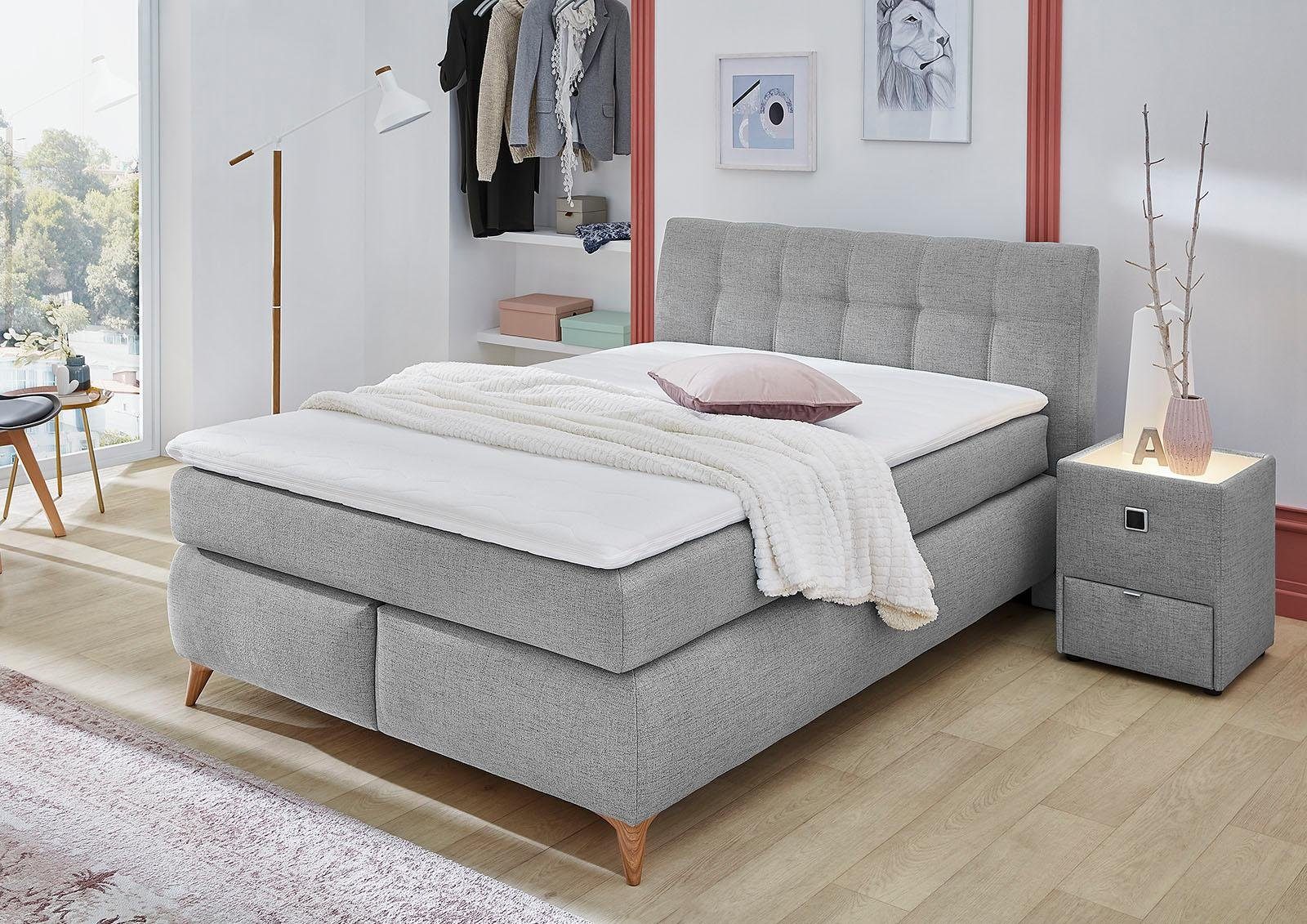 Jockenhöfer Gruppe Boxspring Nicola met topmatras boxsprings grijs