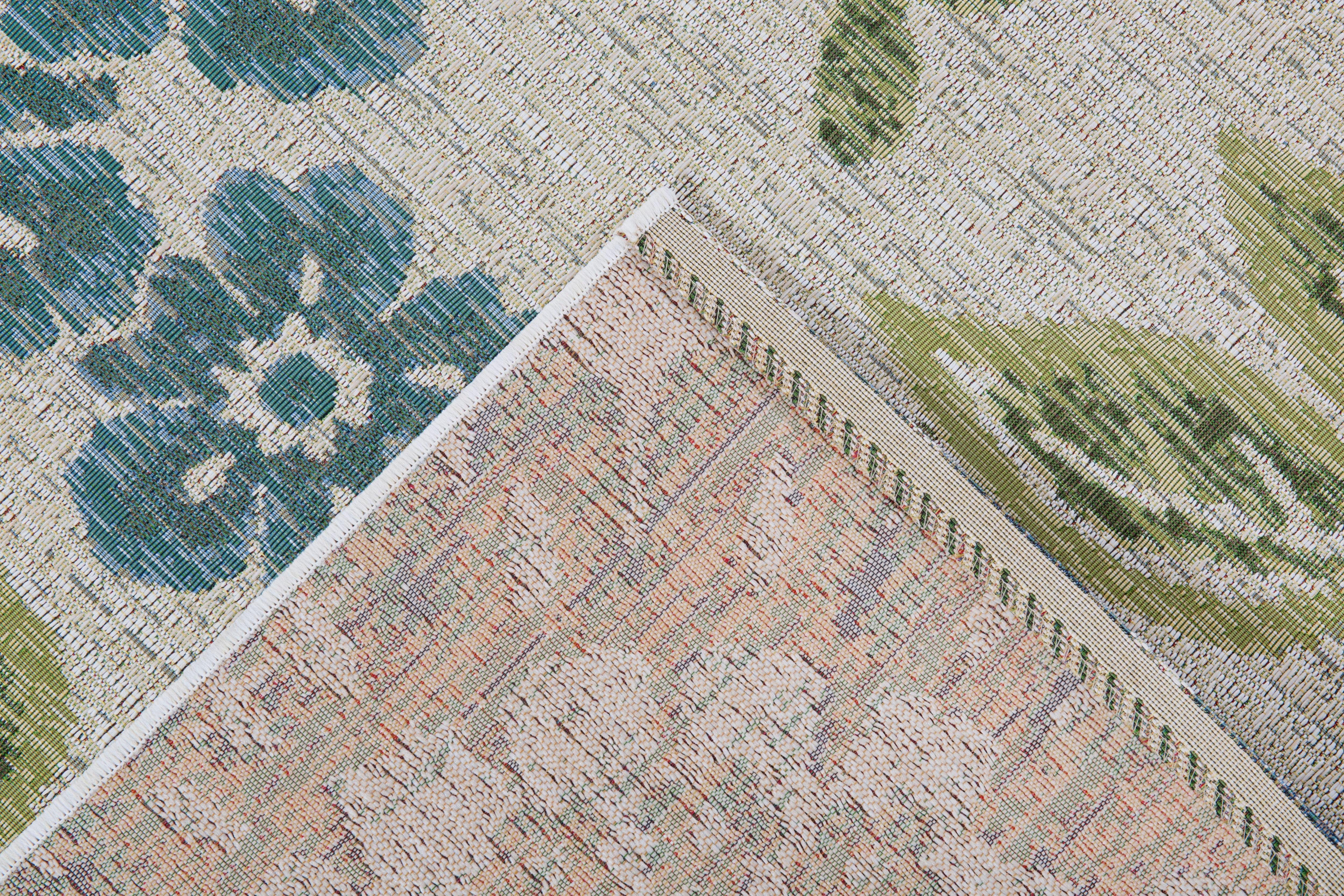 LUXOR living Vloerkleed Lost Garden, Made in Belgium Platweefsel, bloemen motief, geschikt voor binnen en buiten, woonkamer