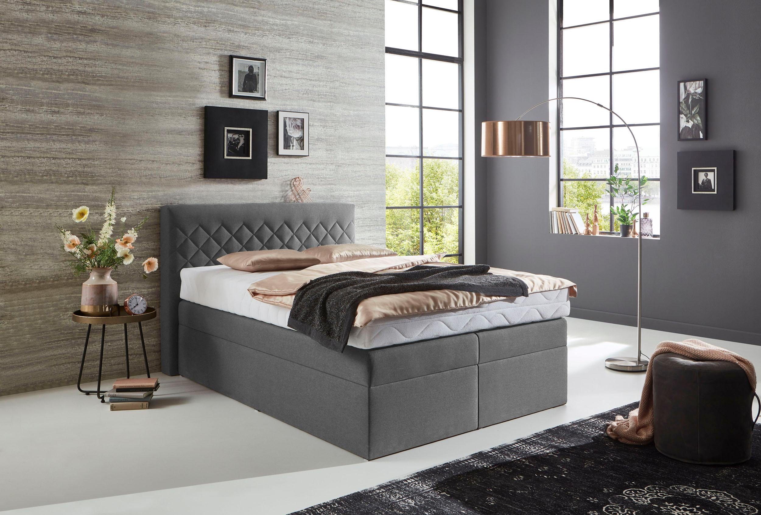 Westfalia Polsterbetten Boxspring naar keuze met bedkist boxsprings grijs