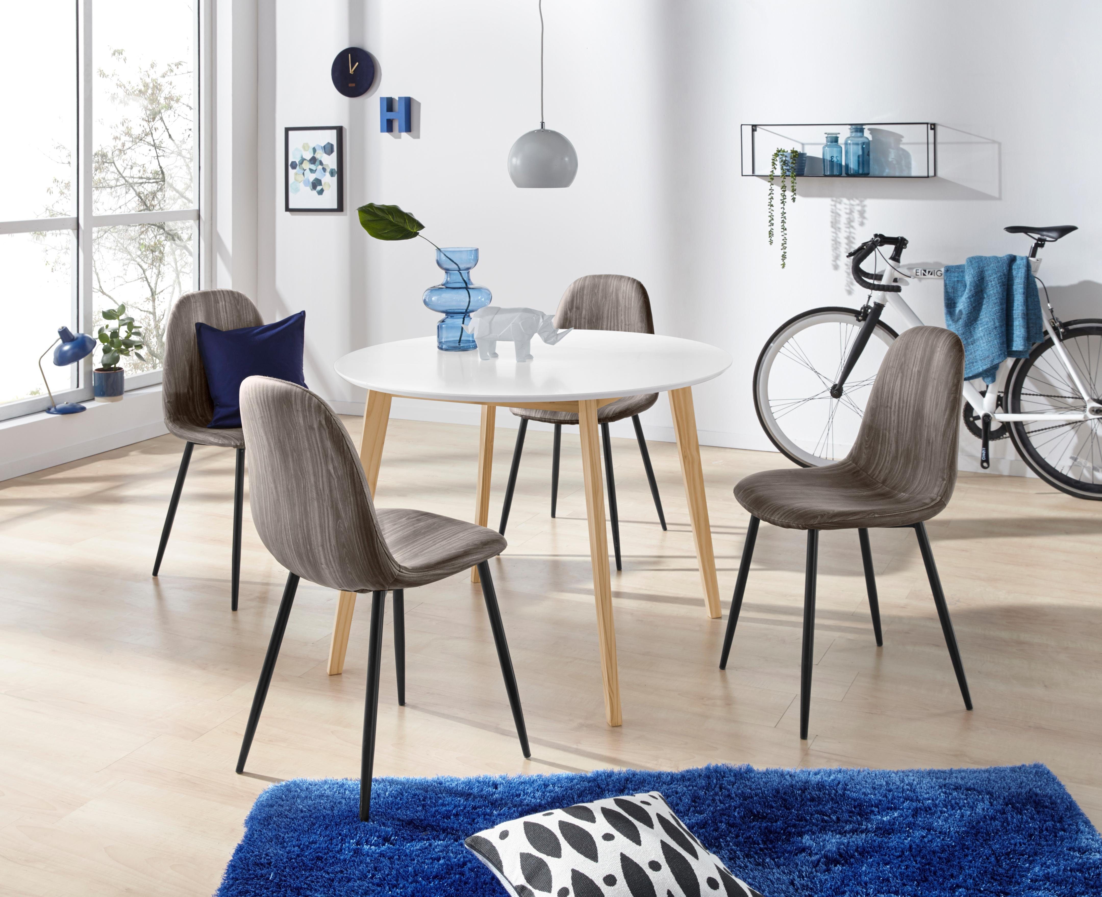 INOSIGN Eettafel Cody, TOPSELLER! Poten van massief hout, rond mdf-tafelblad, in 2 kleurvarianten