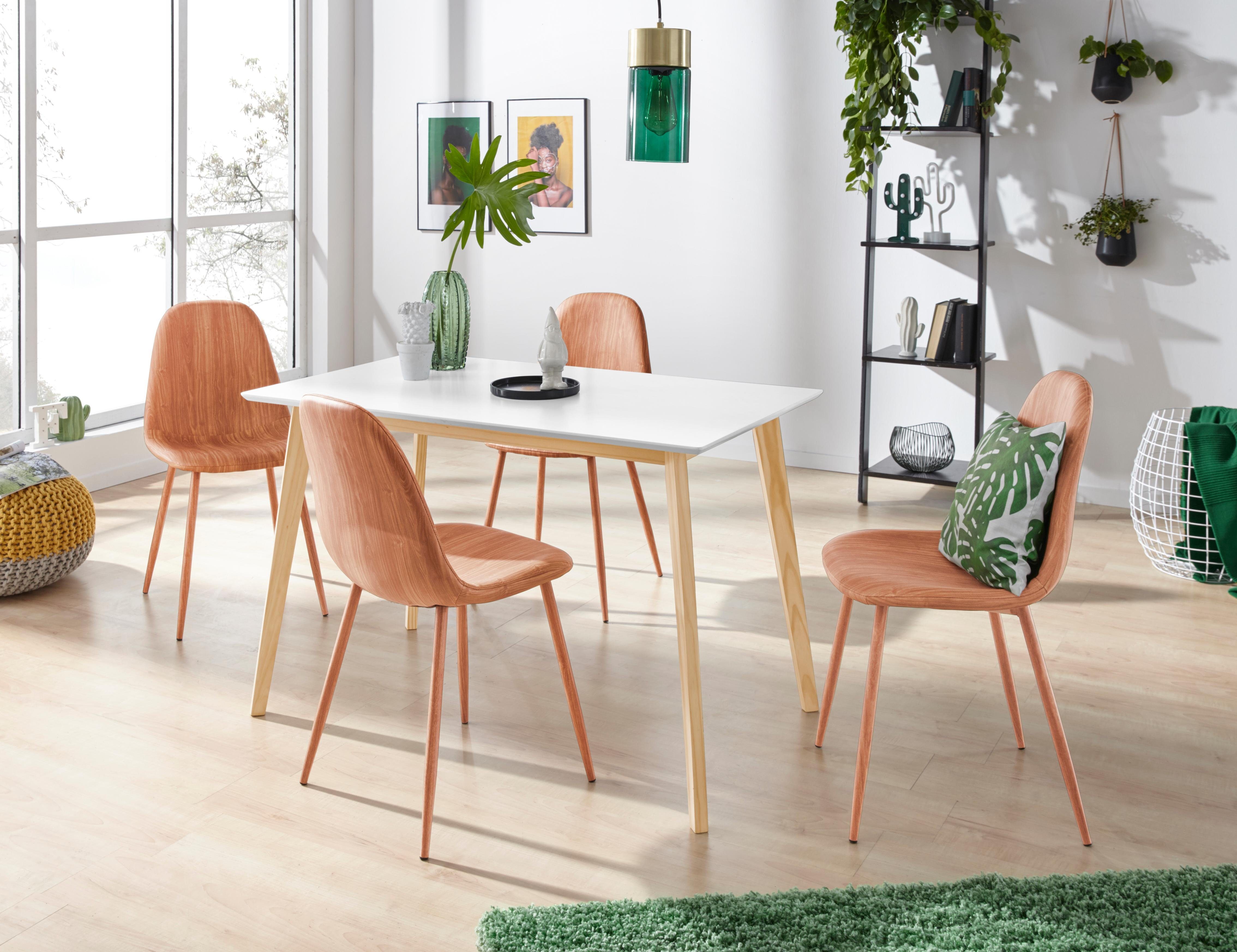 INOSIGN Eettafel Cody met poten van massief hout hoekig mdf-tafelblad, in 2 kleurvarianten