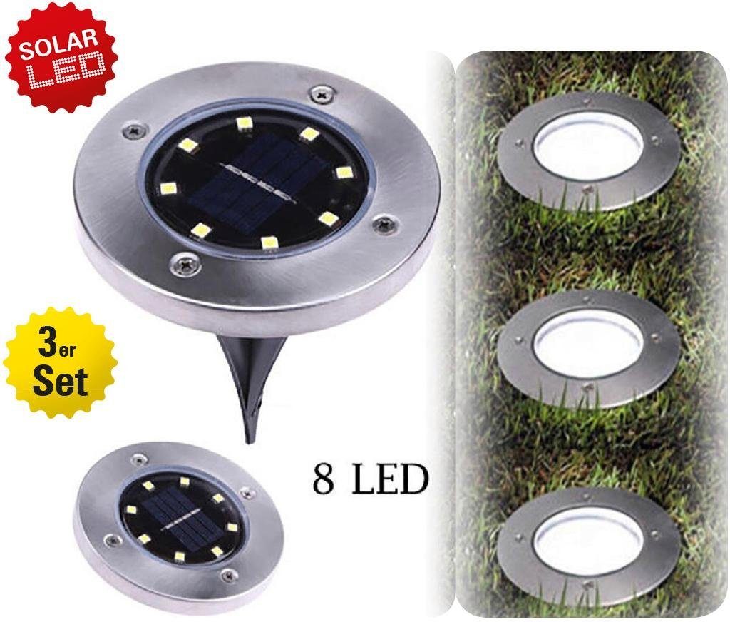 näve Led-tuinlamp Kian set van 3 led solar-plank-grondpen,elk incl. 8 leds, 4lm totaal 0,6w (3 stuks)