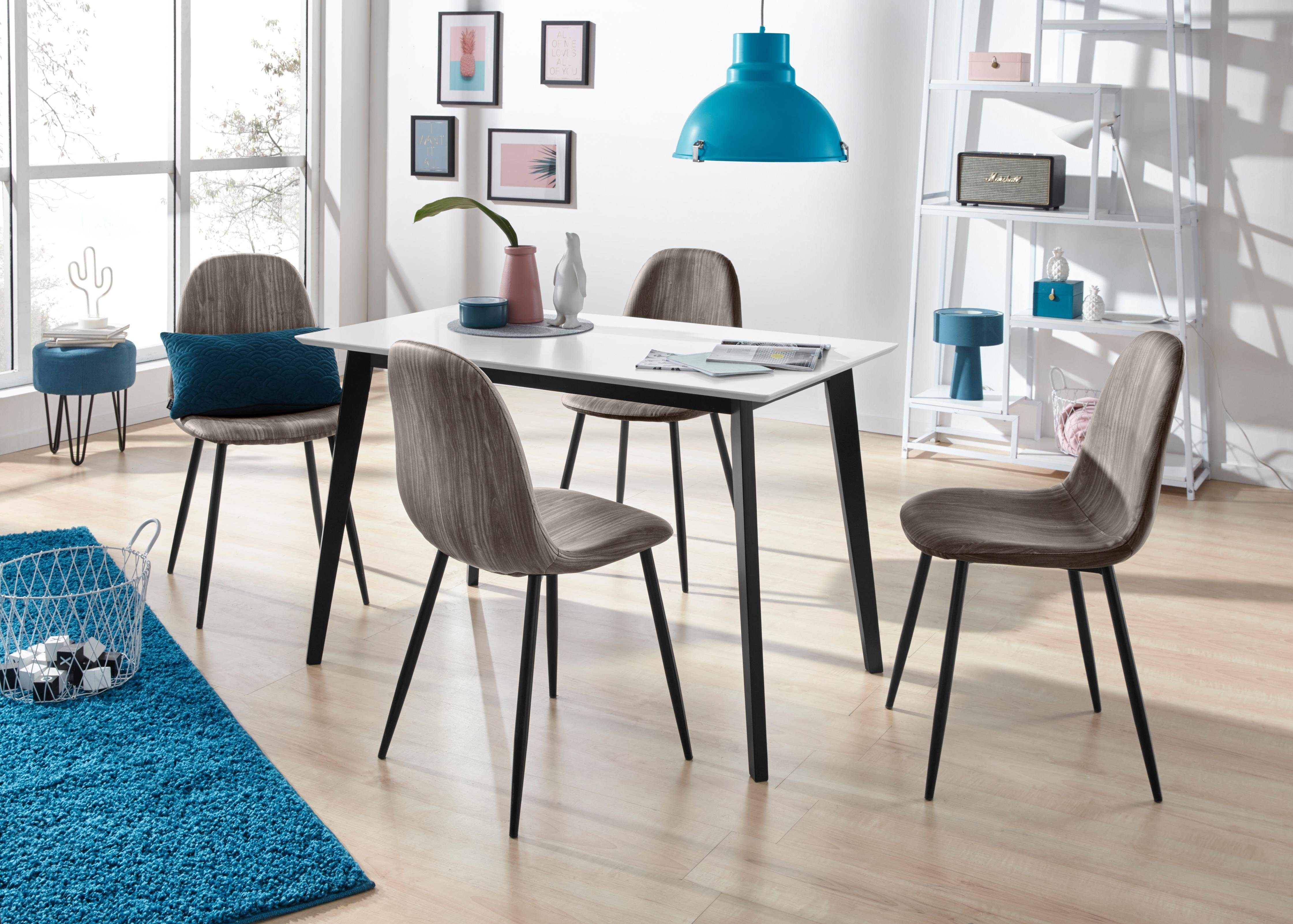 INOSIGN Eettafel Cody met poten van massief hout hoekig mdf-tafelblad, in 2 kleurvarianten
