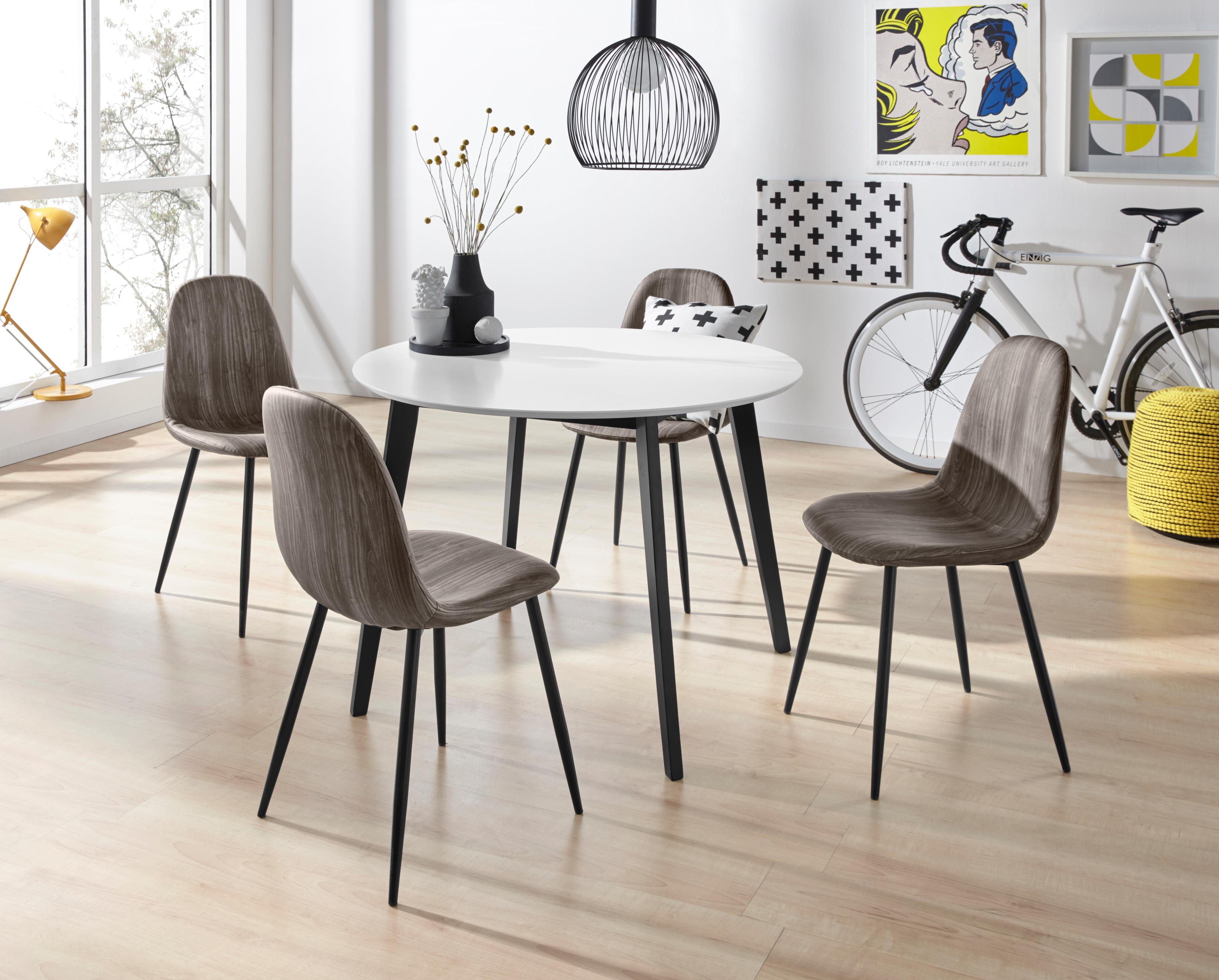 INOSIGN Eettafel Cody, TOPSELLER! Poten van massief hout, rond mdf-tafelblad, in 2 kleurvarianten