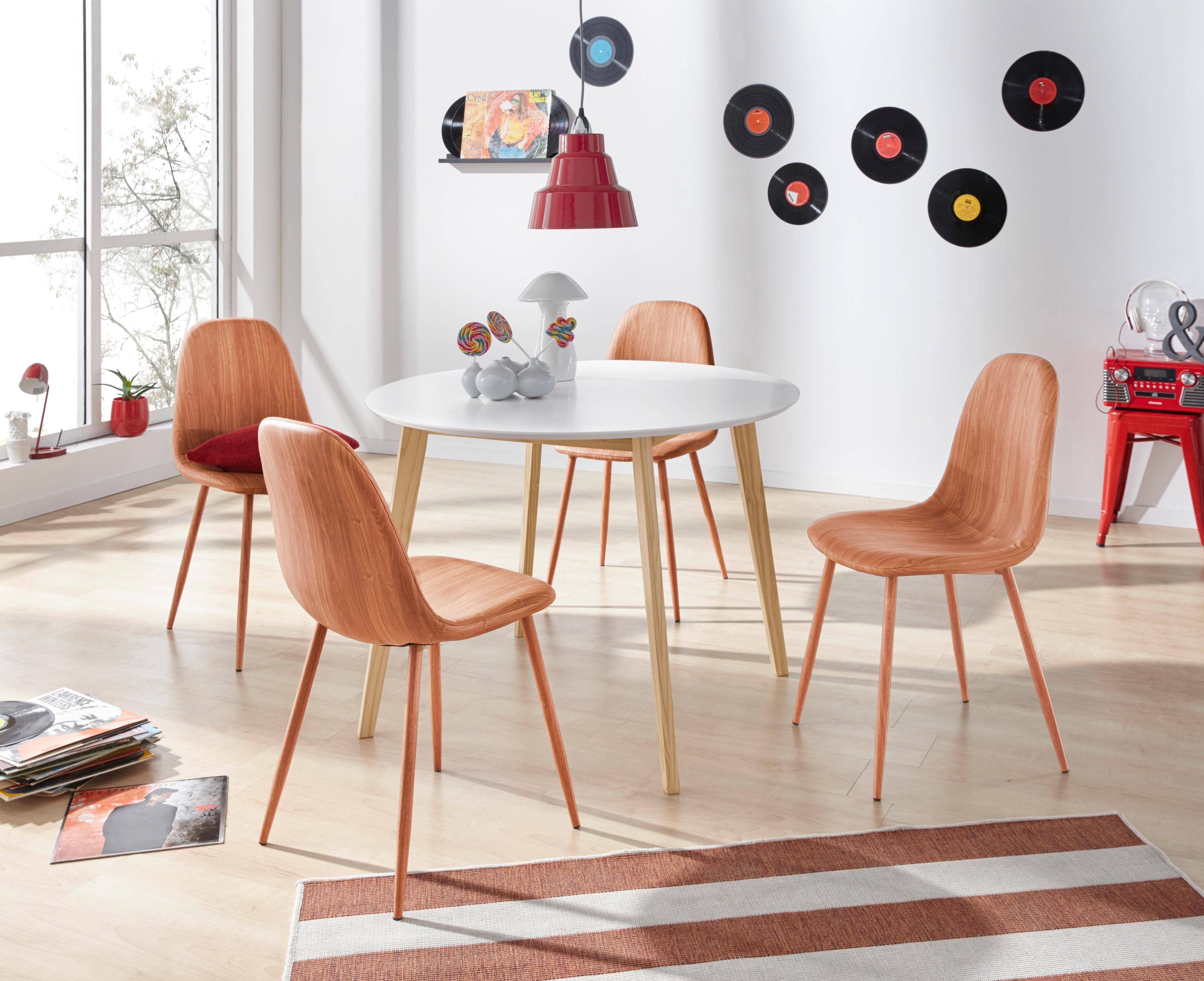 INOSIGN Eettafel Cody, TOPSELLER! Poten van massief hout, rond mdf-tafelblad, in 2 kleurvarianten