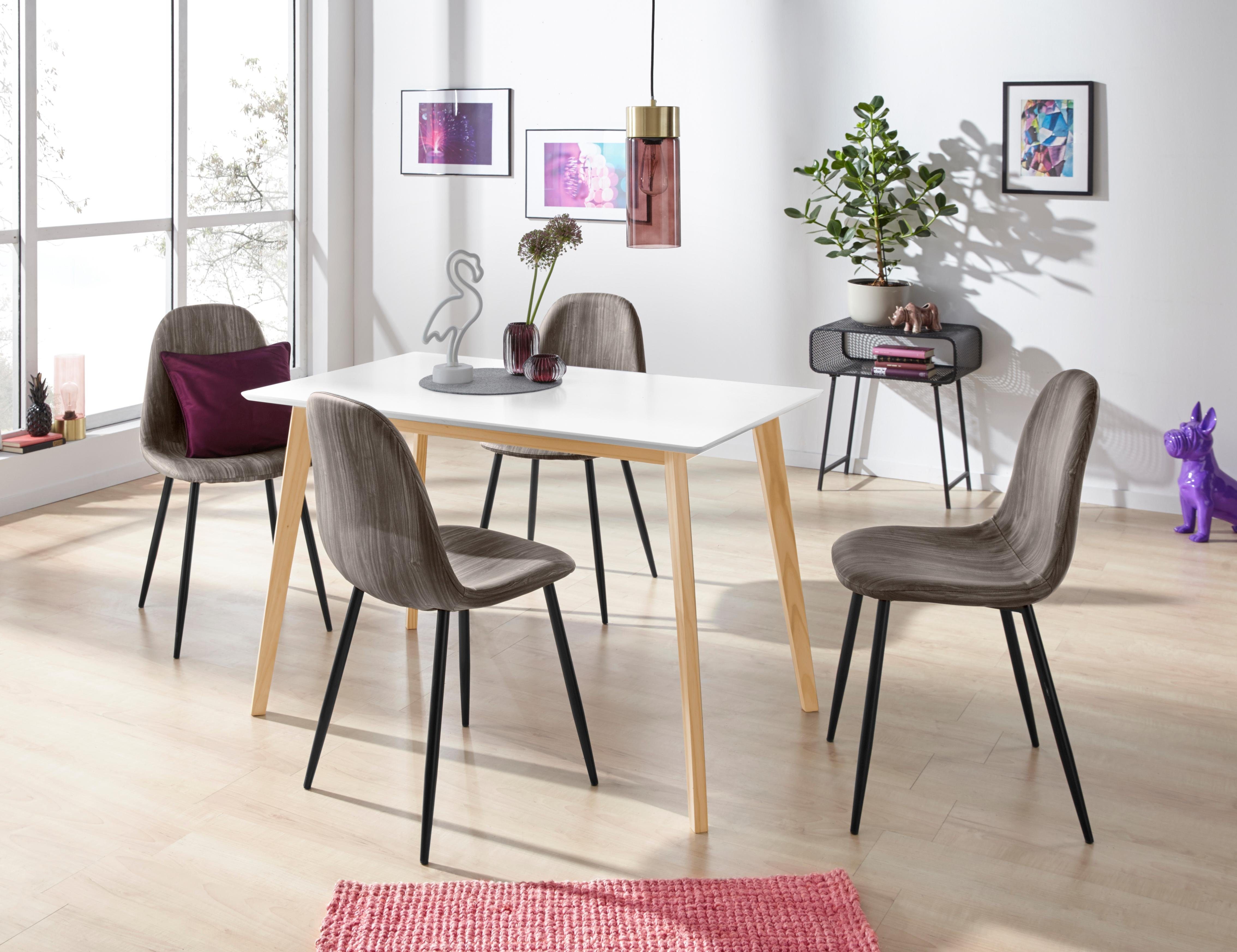 INOSIGN Eettafel Cody met poten van massief hout hoekig mdf-tafelblad, in 2 kleurvarianten